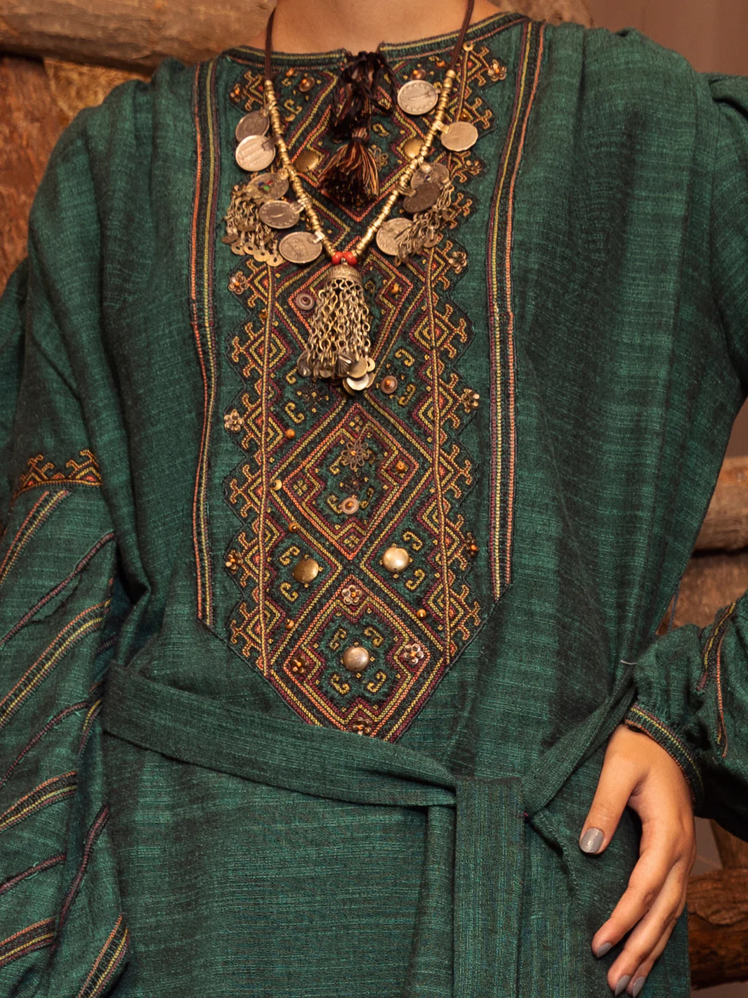 GREEN YARN DYED KURTI | AWP-LK-US-483/AM-2644B - Image 4