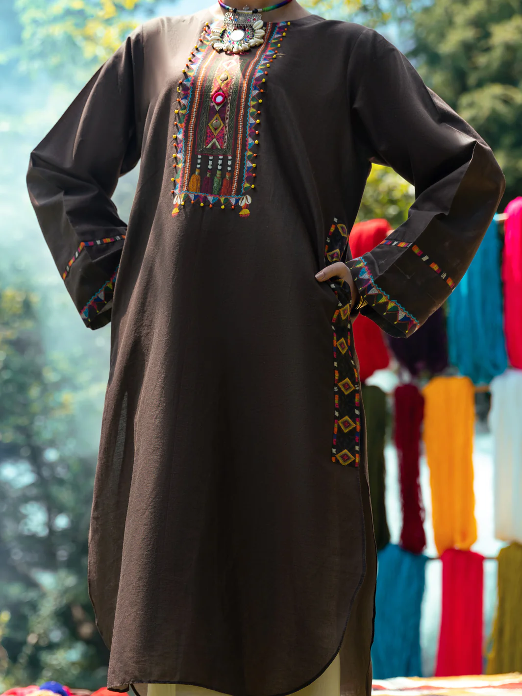 BROWN CAMBRIC KURTI | AWP-LK-US-612/FB-512A - Image 2