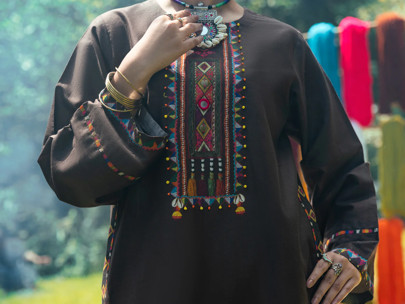 BROWN CAMBRIC KURTI | AWP-LK-US-612/FB-512A - Image 3