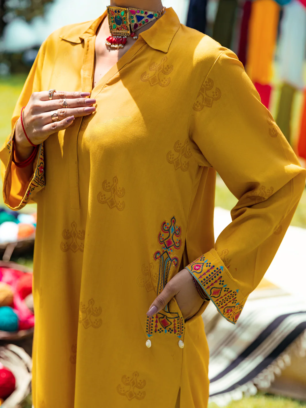 MUSTARD VISCOSE KURTI | AWP-LK-US-613/FB-6352A - Image 3