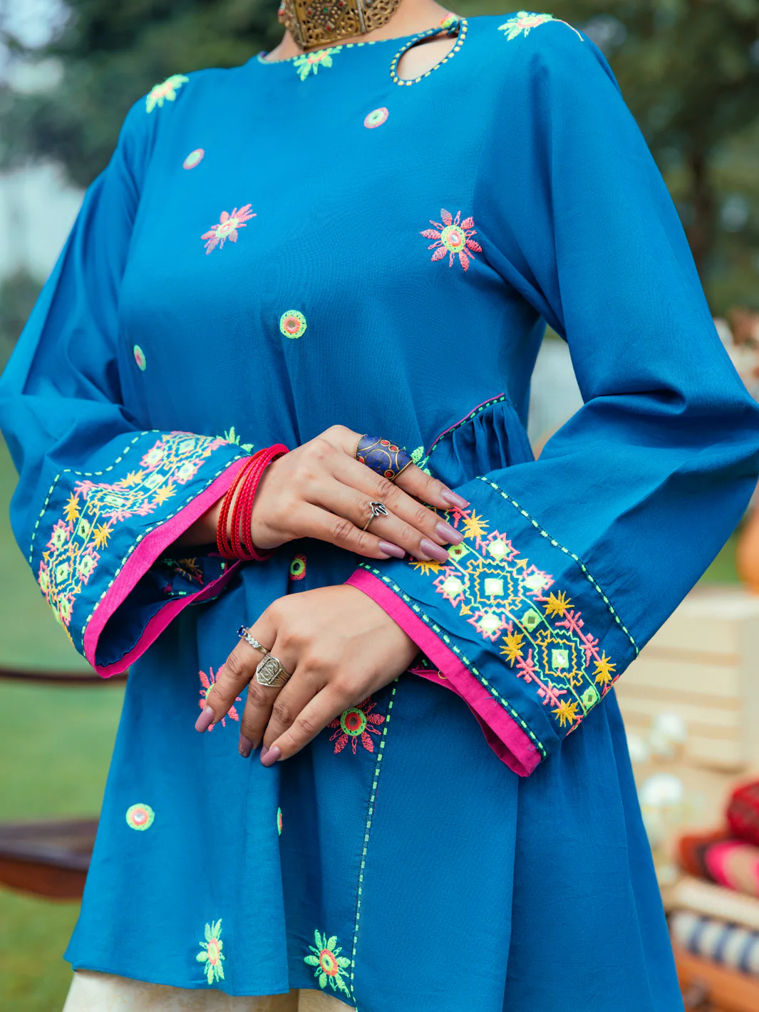 BLUE CAMBRIC KURTI | AWP-LK-US-614/FB-875A - Image 3
