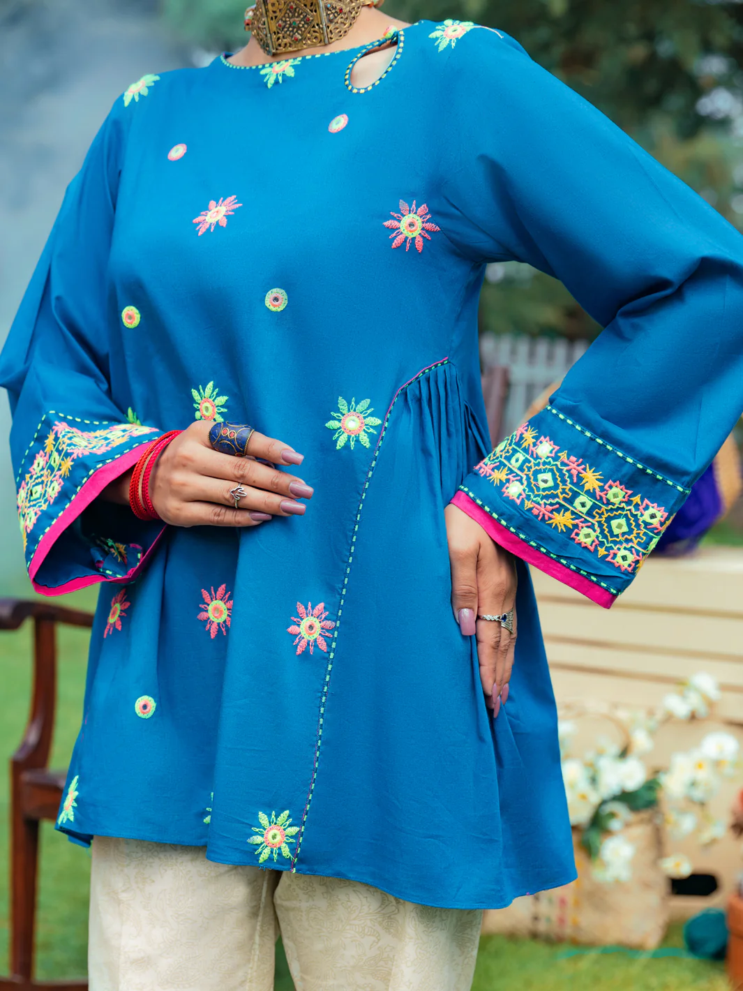 BLUE CAMBRIC KURTI | AWP-LK-US-614/FB-875A - Image 4