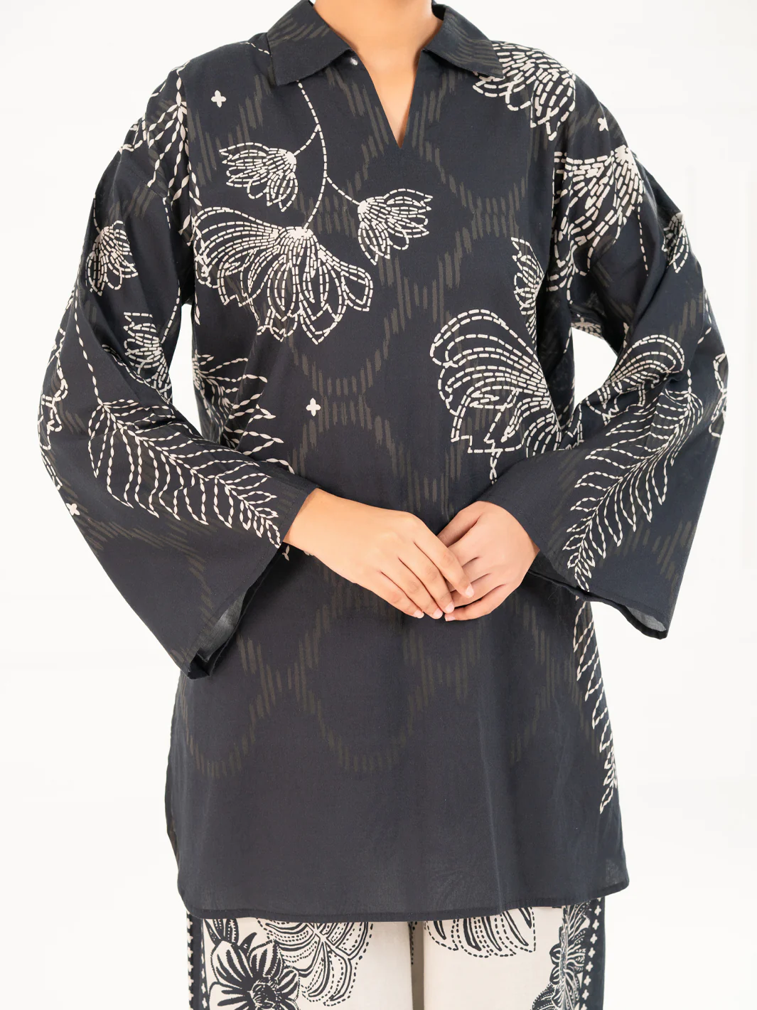 BLACK CAMBRIC KURTI | AWP-SLK-844/FB-844A - Image 2