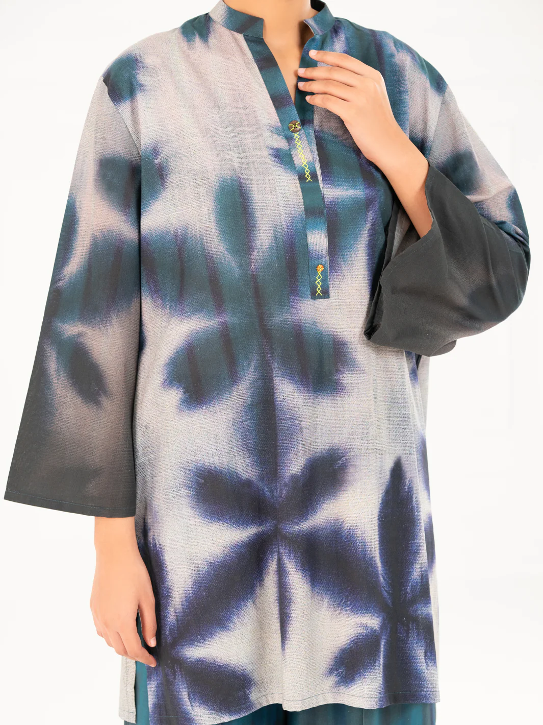 TEAL CAMBRIC KURTI | AWP-SLK-847/FB-847A - Image 3