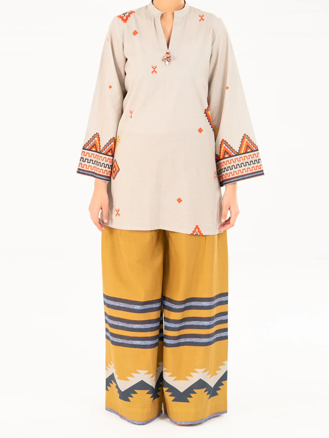 BEIGE CAMBRIC KURTI | AWP-SLK-848/FB-848A - Image 4