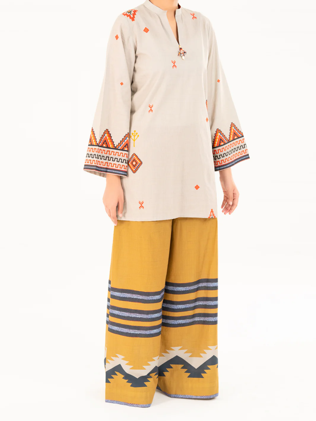 BEIGE CAMBRIC KURTI | AWP-SLK-848/FB-848A - Image 5