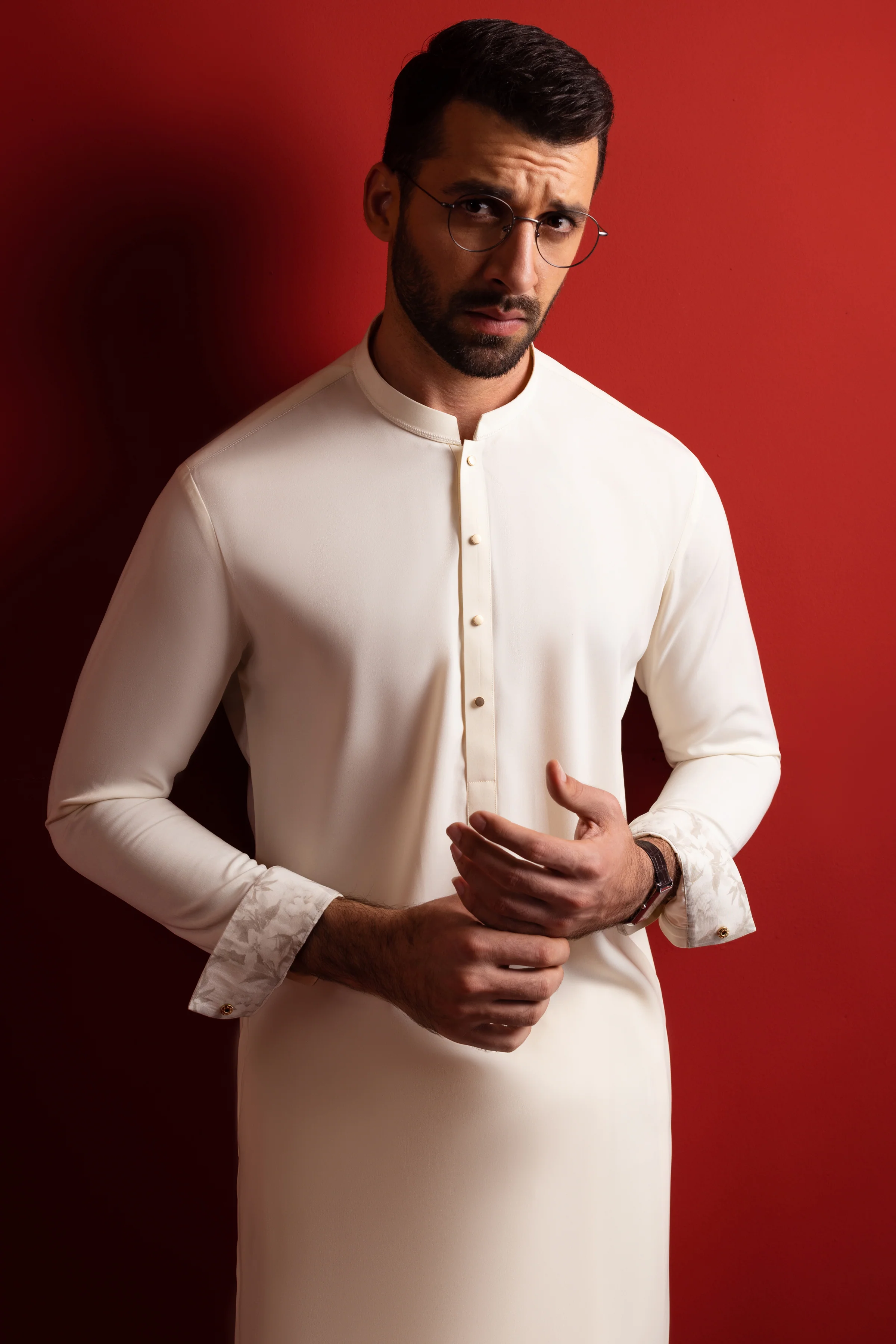 CREAM KAMEEZ SHALWAR | CCMKS-39429-A1-CASABLANCA - Image 2