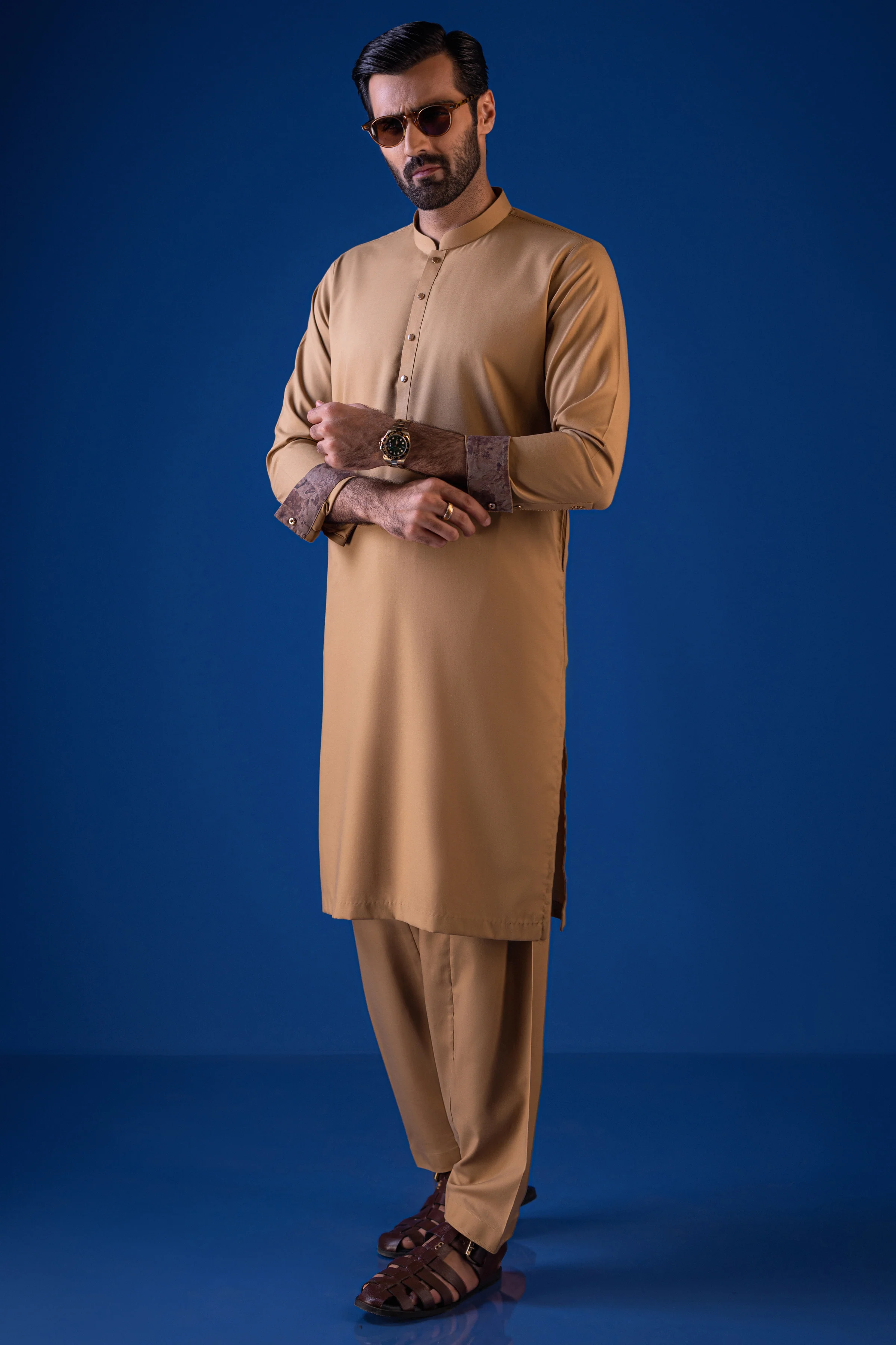BROWN COTTON KAMEEZ SHALWAR | CCMKS-39433-C4-MIAMI - Image 3