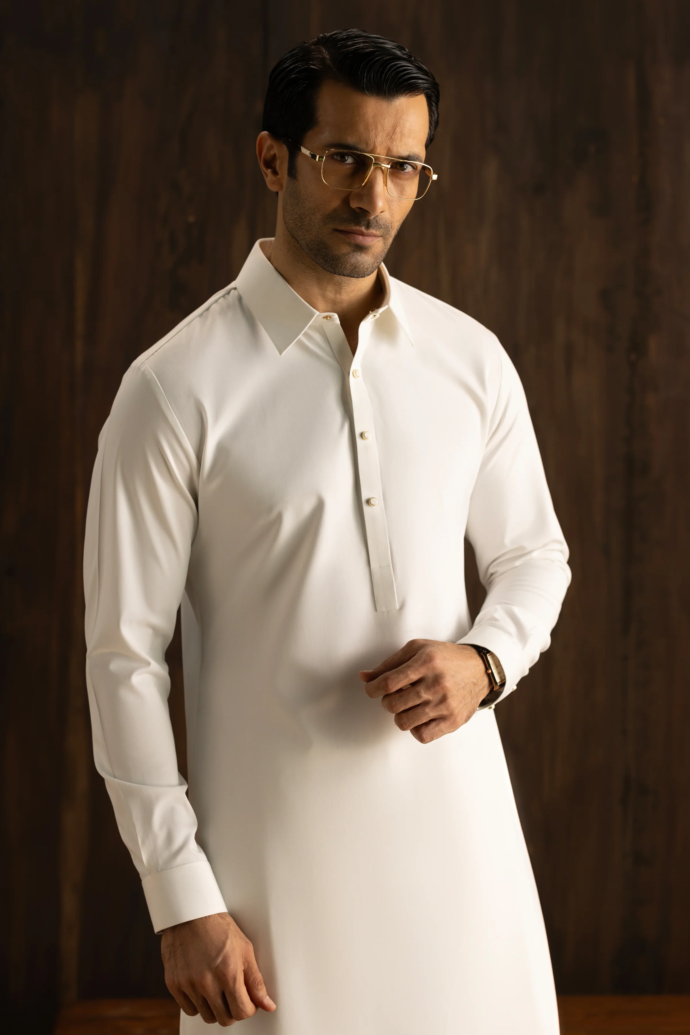 OPTICAL WHITE BLENDED KAMEEZ SHALWAR | CCMKS-A-39651-A6 - Image 2