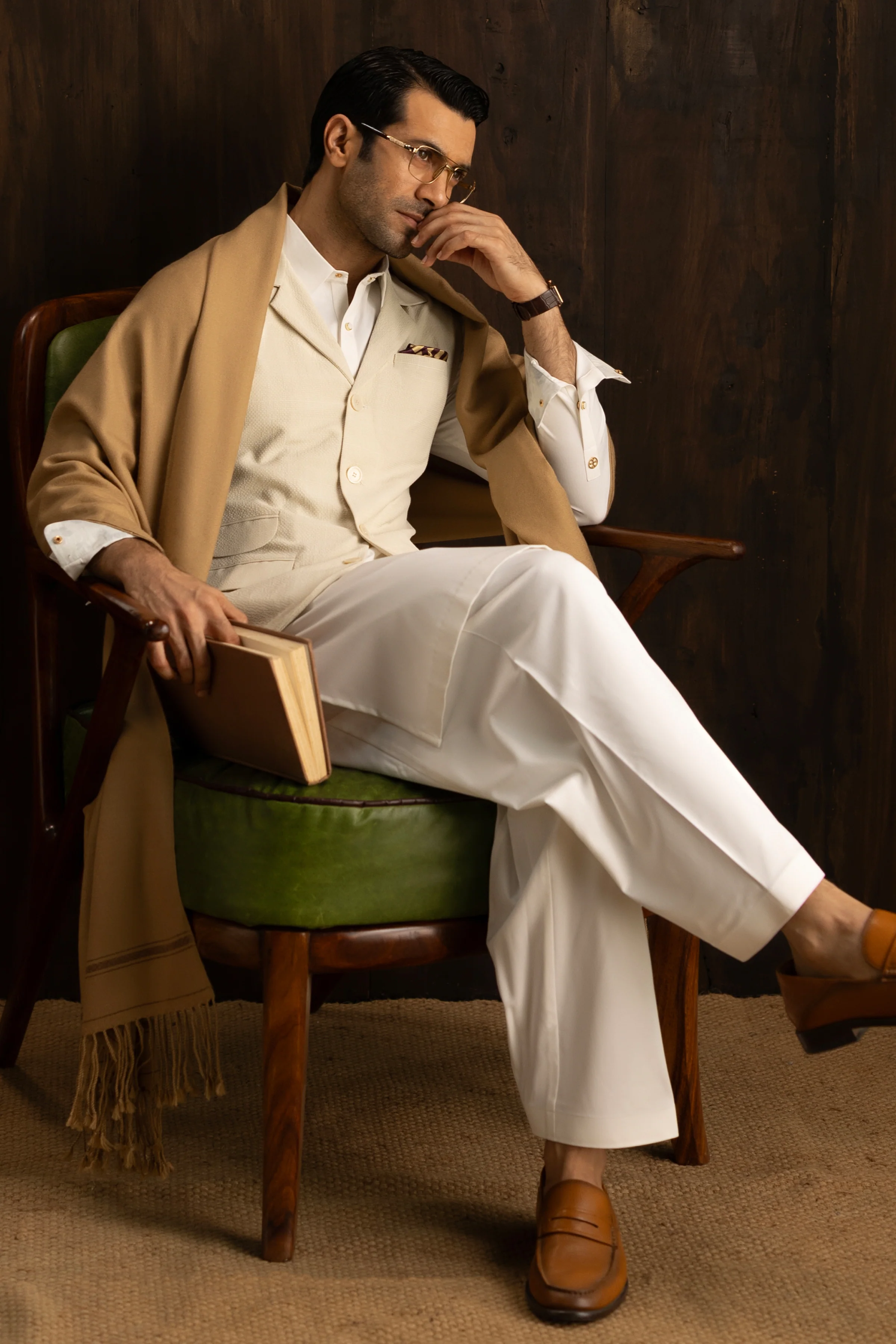 OPTICAL WHITE BLENDED KAMEEZ SHALWAR | CCMKS-A-39651-A6 - Image 3