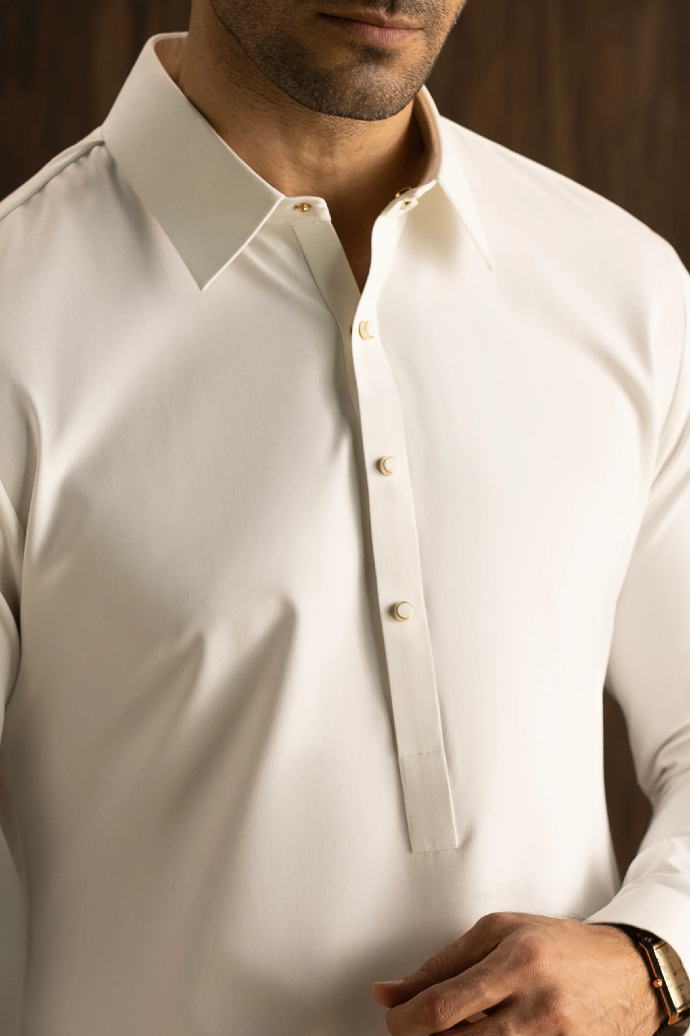 OPTICAL WHITE BLENDED KAMEEZ SHALWAR | CCMKS-A-39651-A6 - Image 4