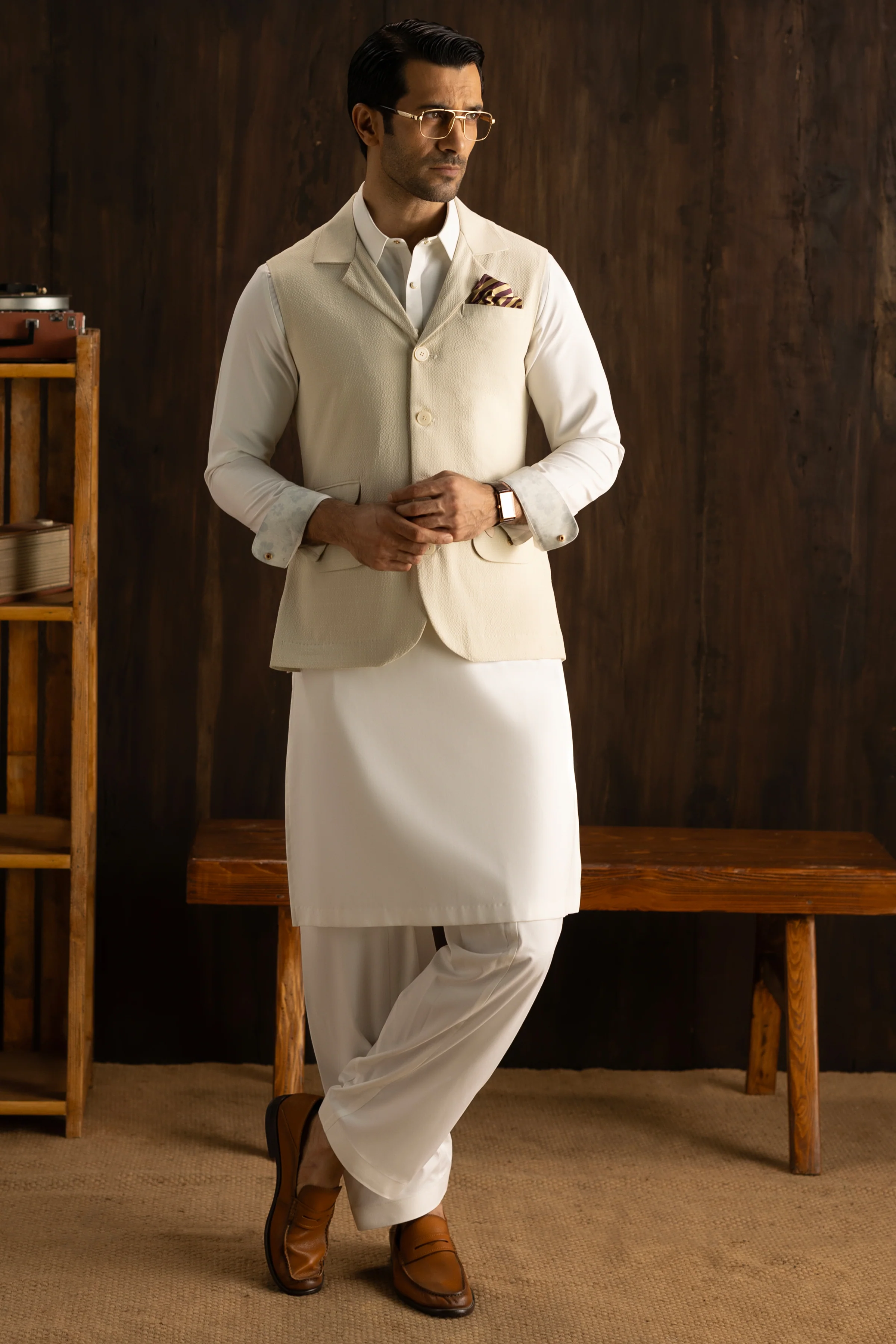 OPTICAL WHITE BLENDED KAMEEZ SHALWAR | CCMKS-A-39651-A6 - Image 6