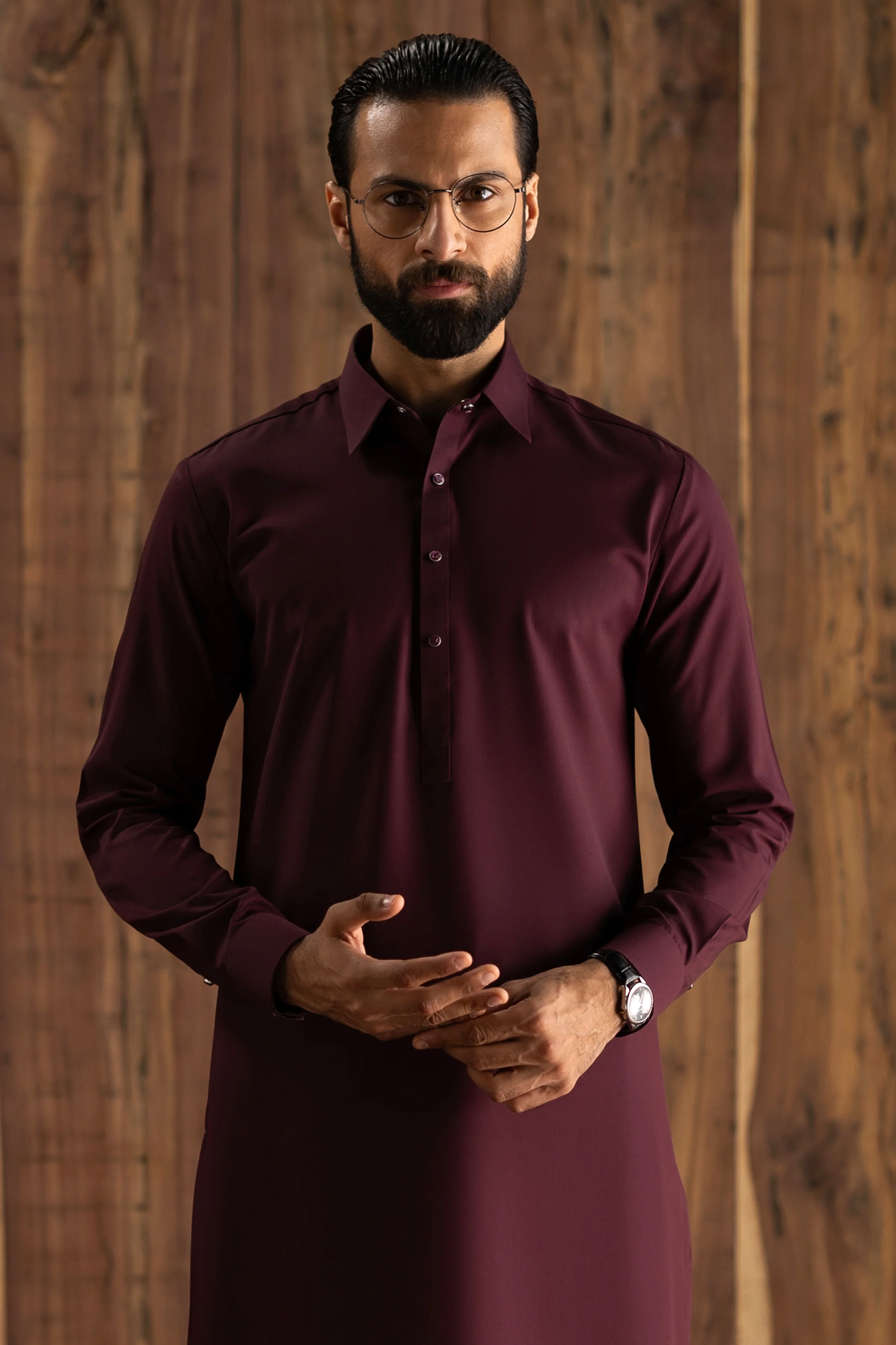 MAROON BLENDED KAMEEZ SHALWAR | CCMKS-A-39651-C6 - Image 2