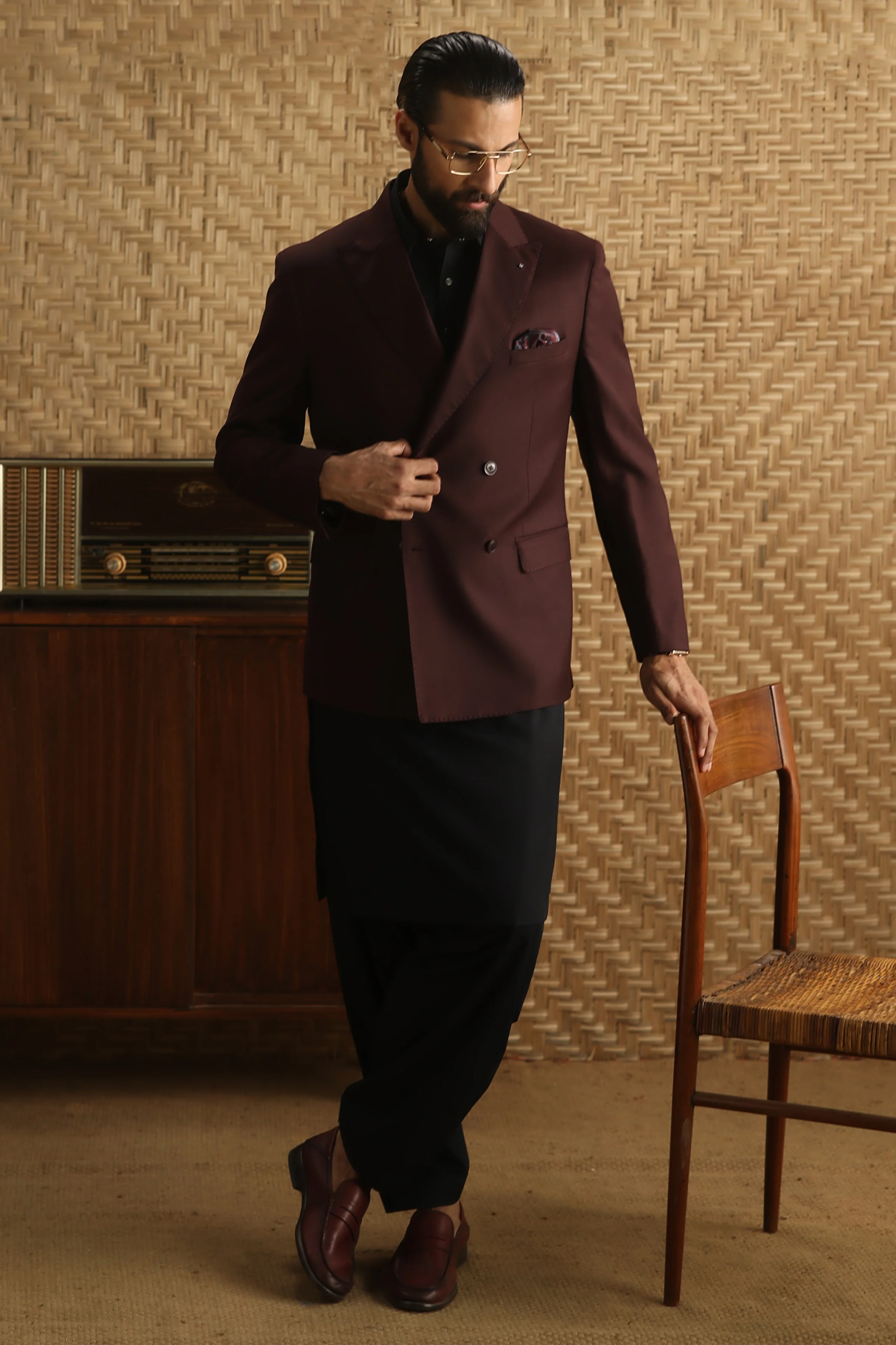 BLACK BLENDED KAMEEZ SHALWAR | CCMKS-A-39651-F6 - Image 3