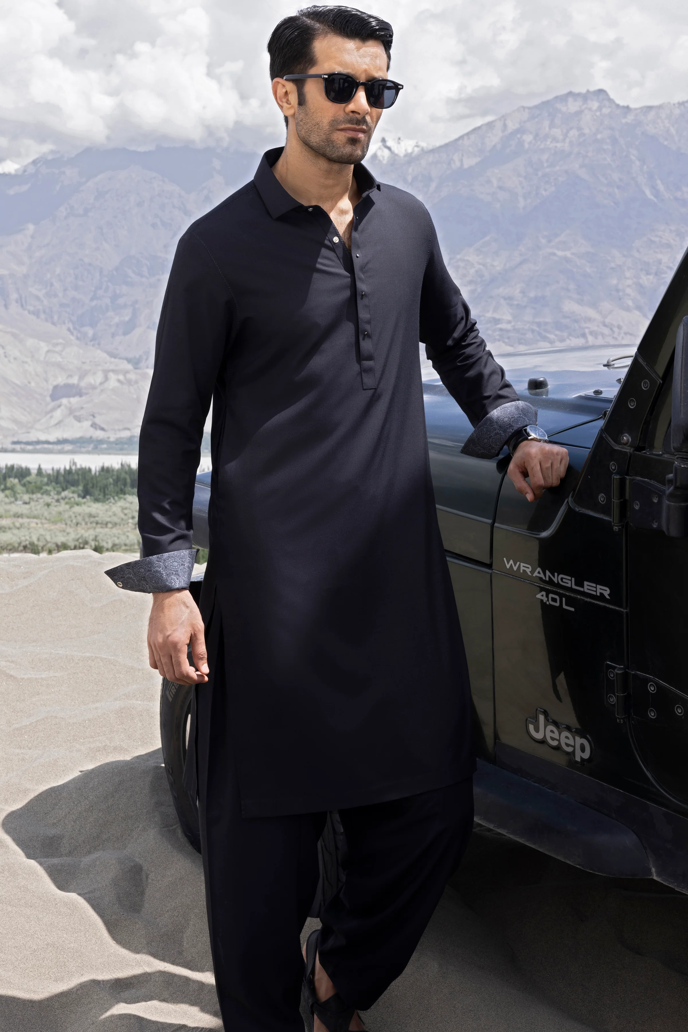 BLACK BLENDED KAMEEZ SHALWAR | CCMKS-A-US-39317-2/4 - AMSTERDAM - Image 4
