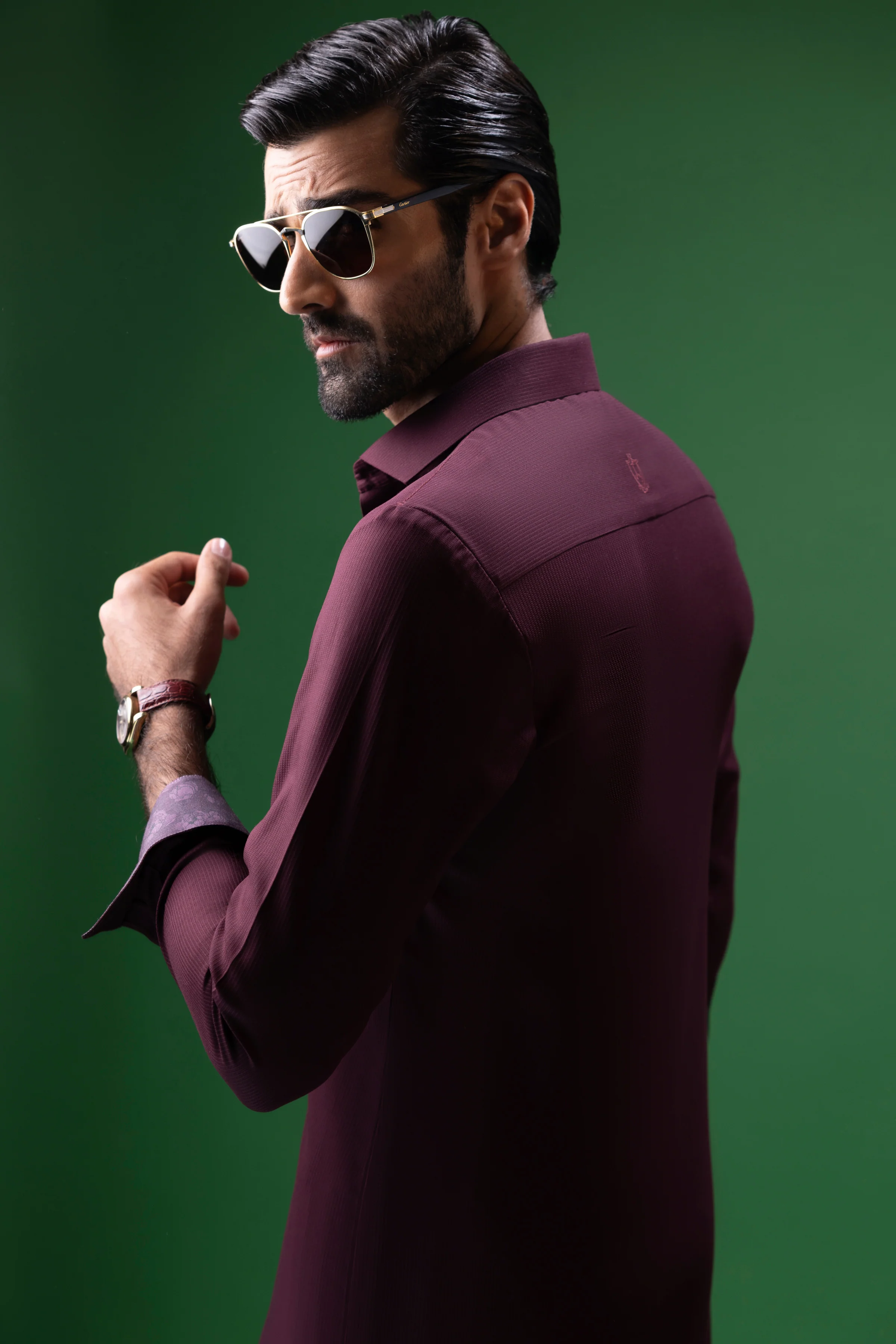 BURGUNDY BLENDED KAMEEZ SHALWAR | CCMKS-A-US-39377-1/4 - ISTANBUL - Image 3