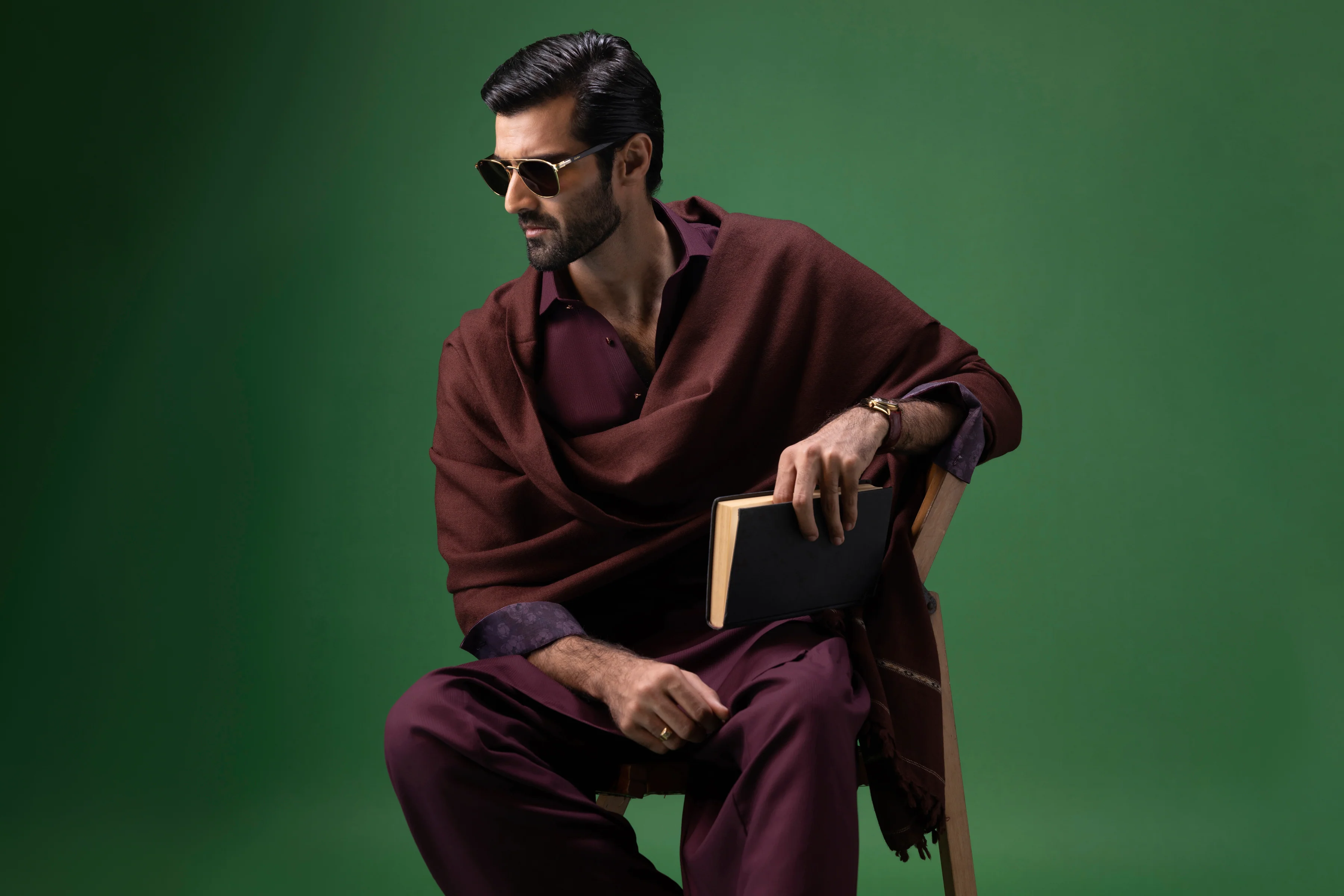 BURGUNDY BLENDED KAMEEZ SHALWAR | CCMKS-A-US-39377-1/4 - ISTANBUL - Image 5
