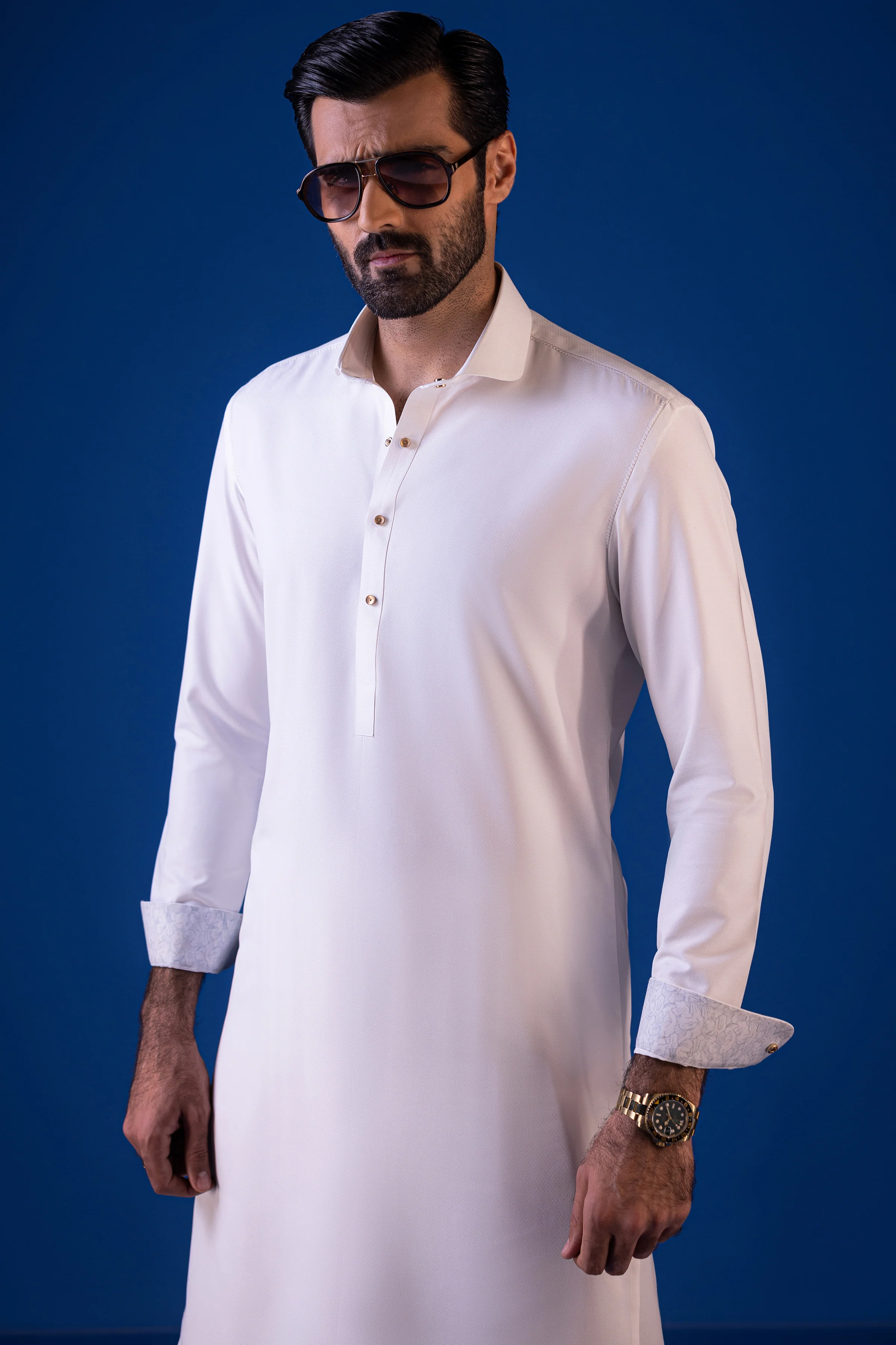 WHITE BLENDED KAMEEZ SHALWAR | CCMKS-S-39438-A2-MALDIVES - Image 2