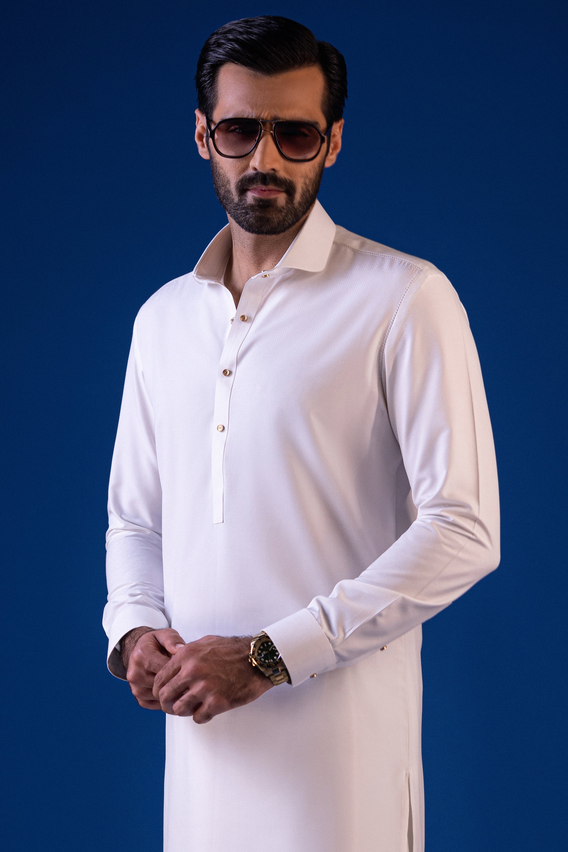 WHITE BLENDED KAMEEZ SHALWAR | CCMKS-S-39438-A2-MALDIVES - Image 4
