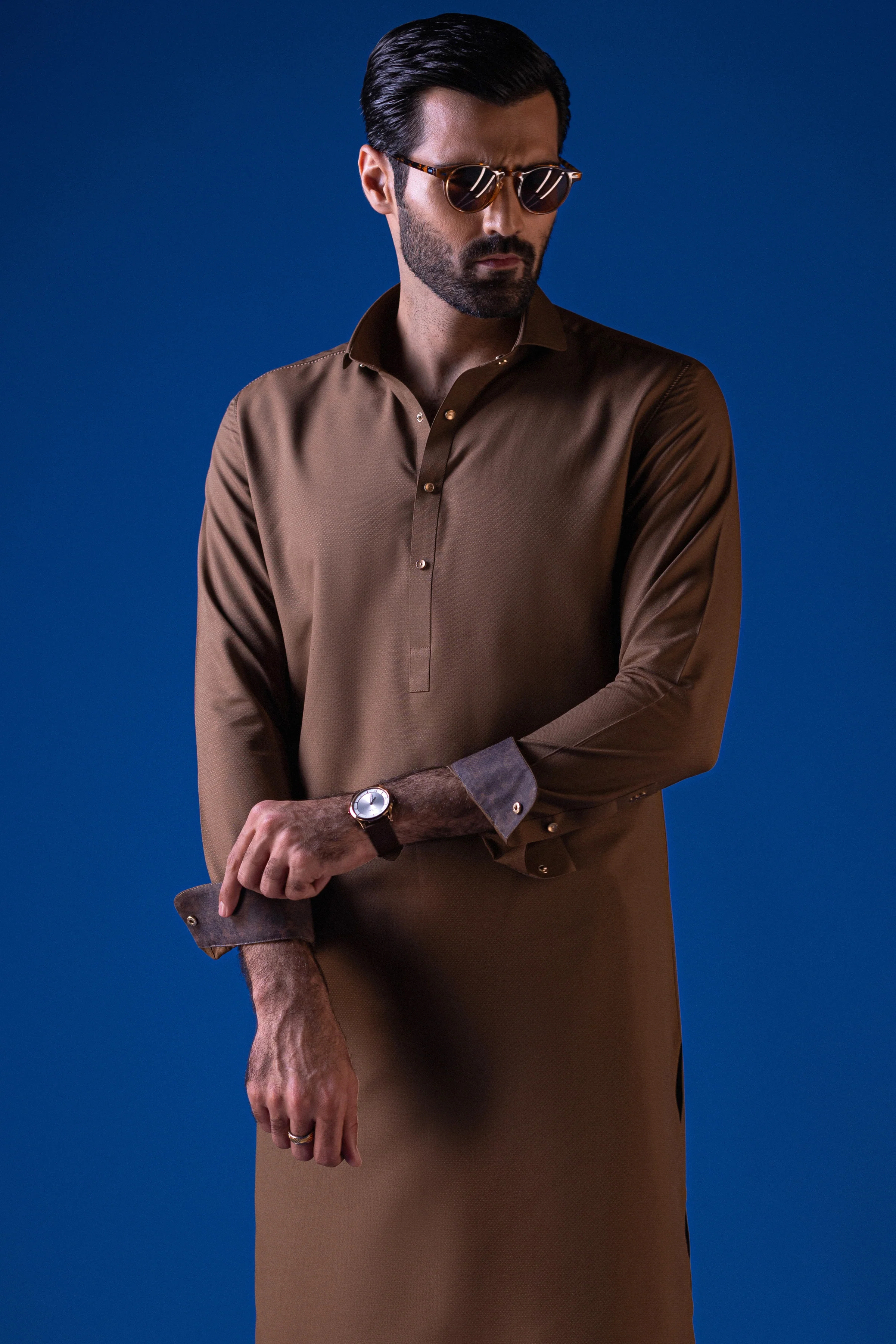 BROWN BLENDED KAMEEZ SHALWAR | CCMKS-S-39438-B2-MALDIVES - Image 2