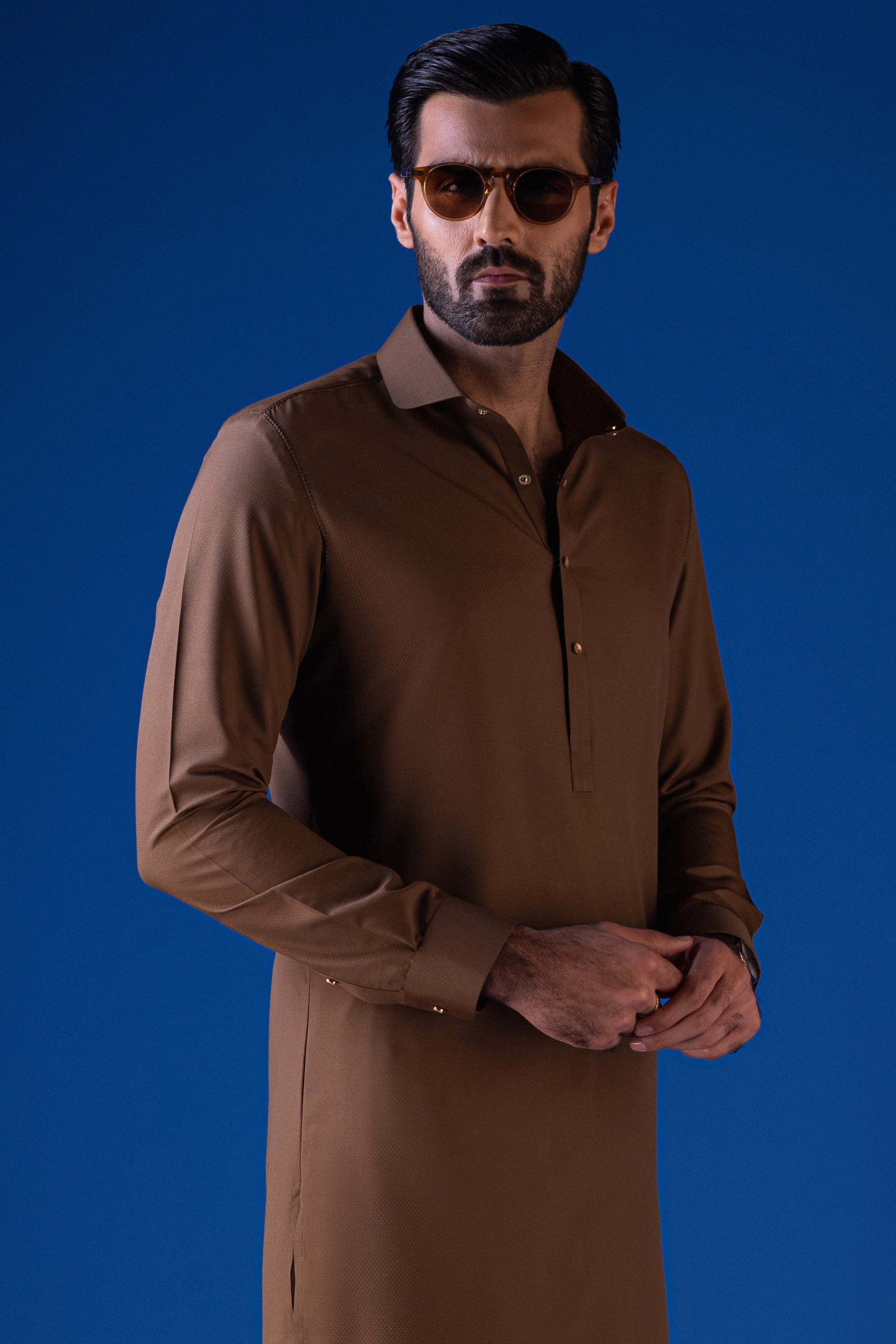 BROWN BLENDED KAMEEZ SHALWAR | CCMKS-S-39438-B2-MALDIVES - Image 3