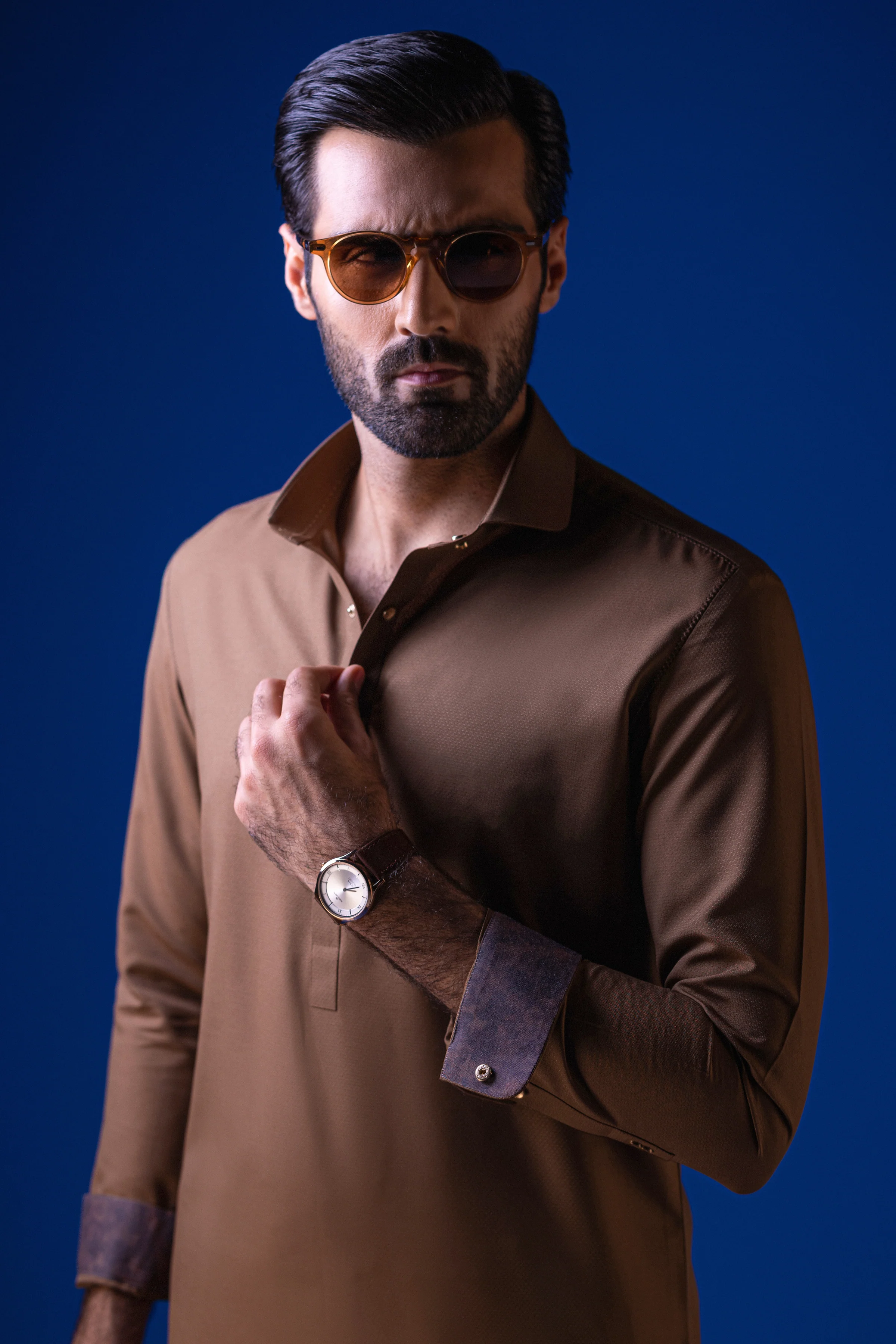 BROWN BLENDED KAMEEZ SHALWAR | CCMKS-S-39438-B2-MALDIVES - Image 4