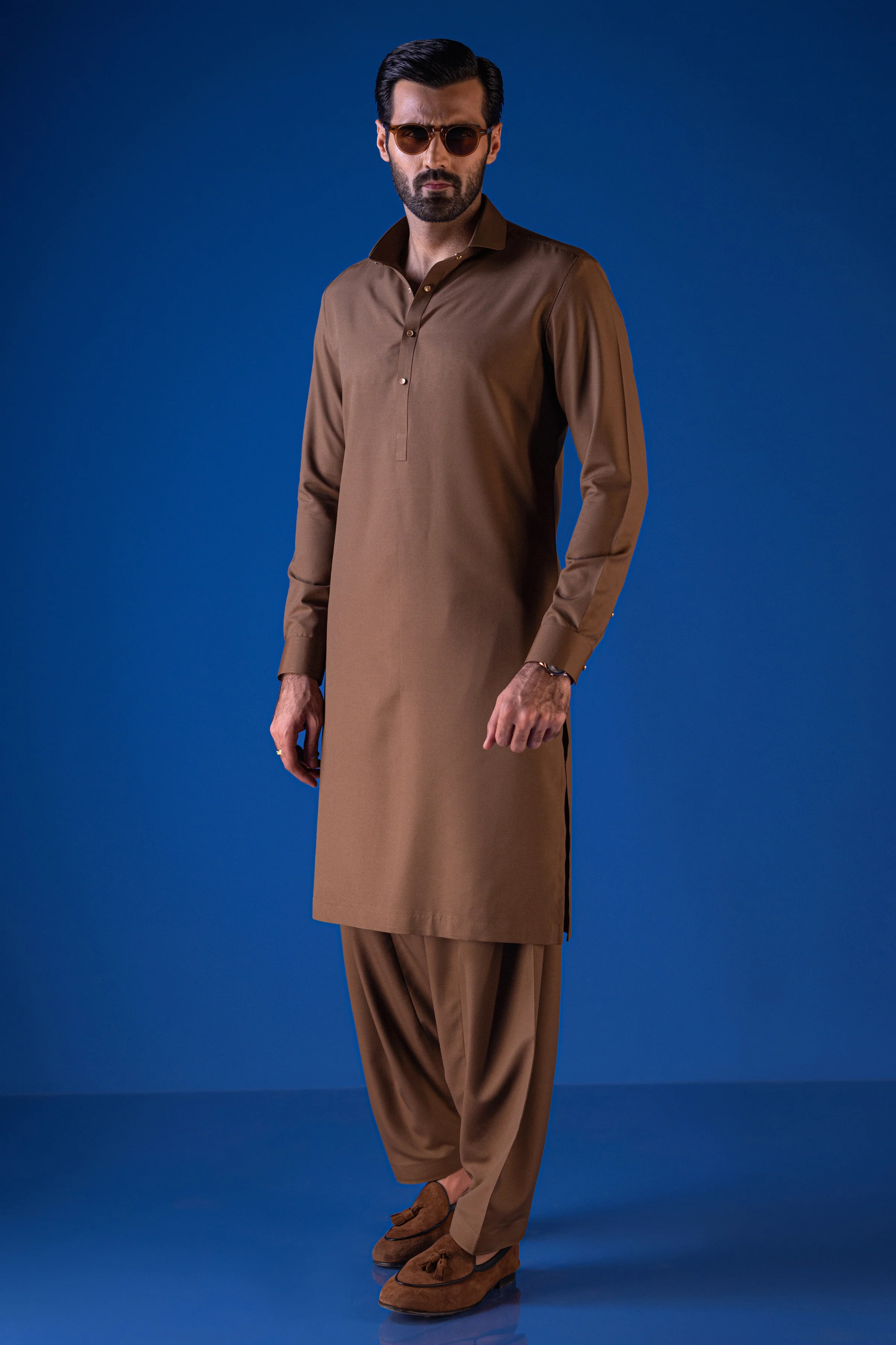 BROWN BLENDED KAMEEZ SHALWAR | CCMKS-S-39438-B2-MALDIVES - Image 5