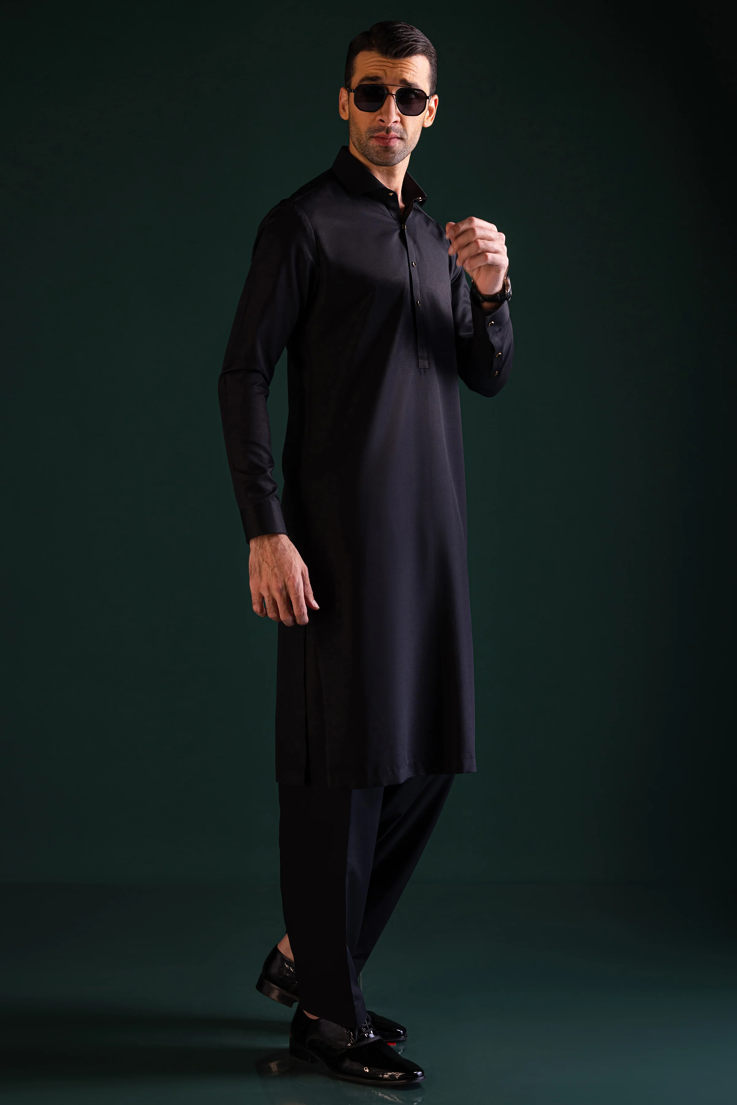 BLACK BLENDED KAMEEZ SHALWAR | CCMKS-S-39442-A3-WUHAN