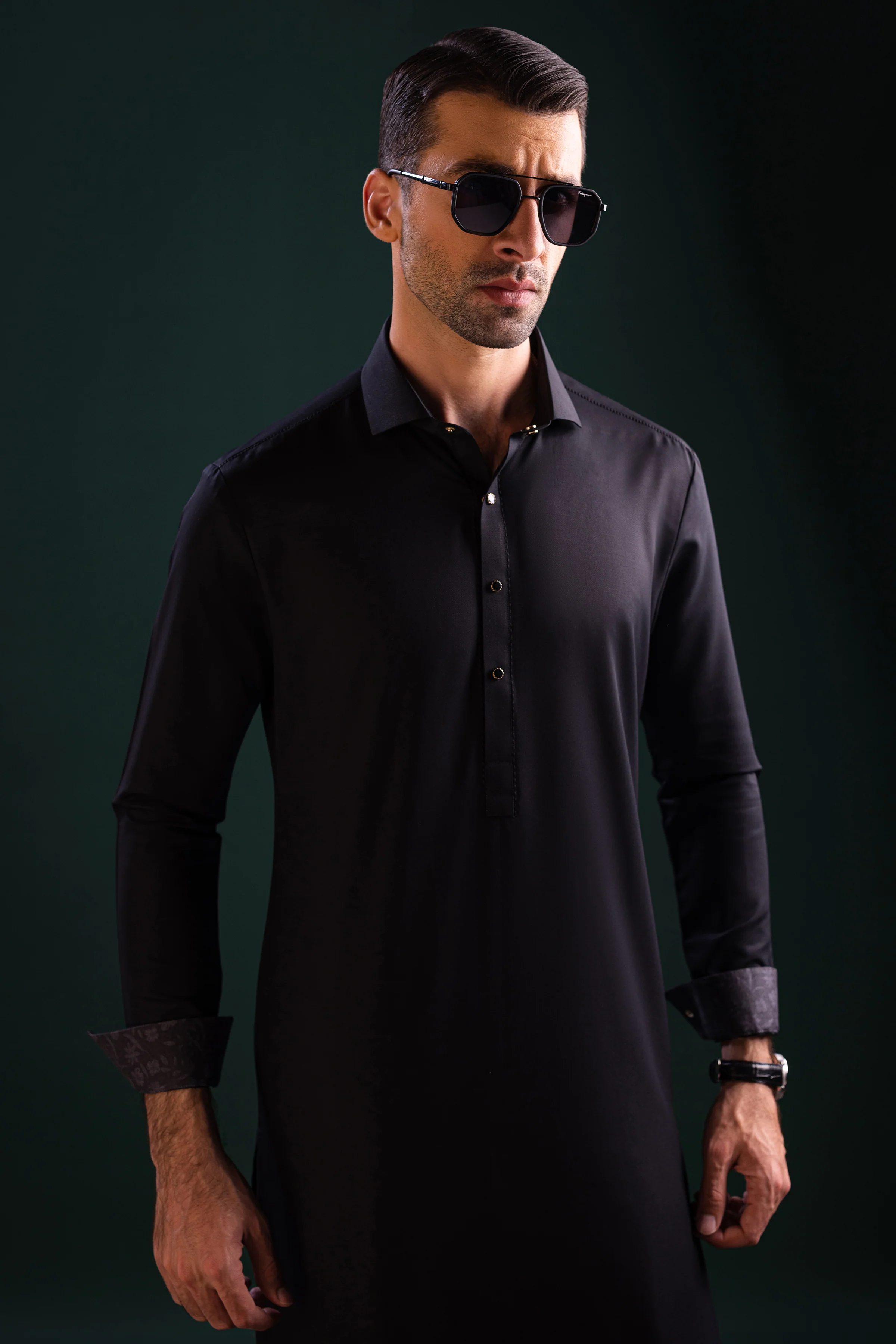 BLACK BLENDED KAMEEZ SHALWAR | CCMKS-S-39442-A3-WUHAN - Image 2