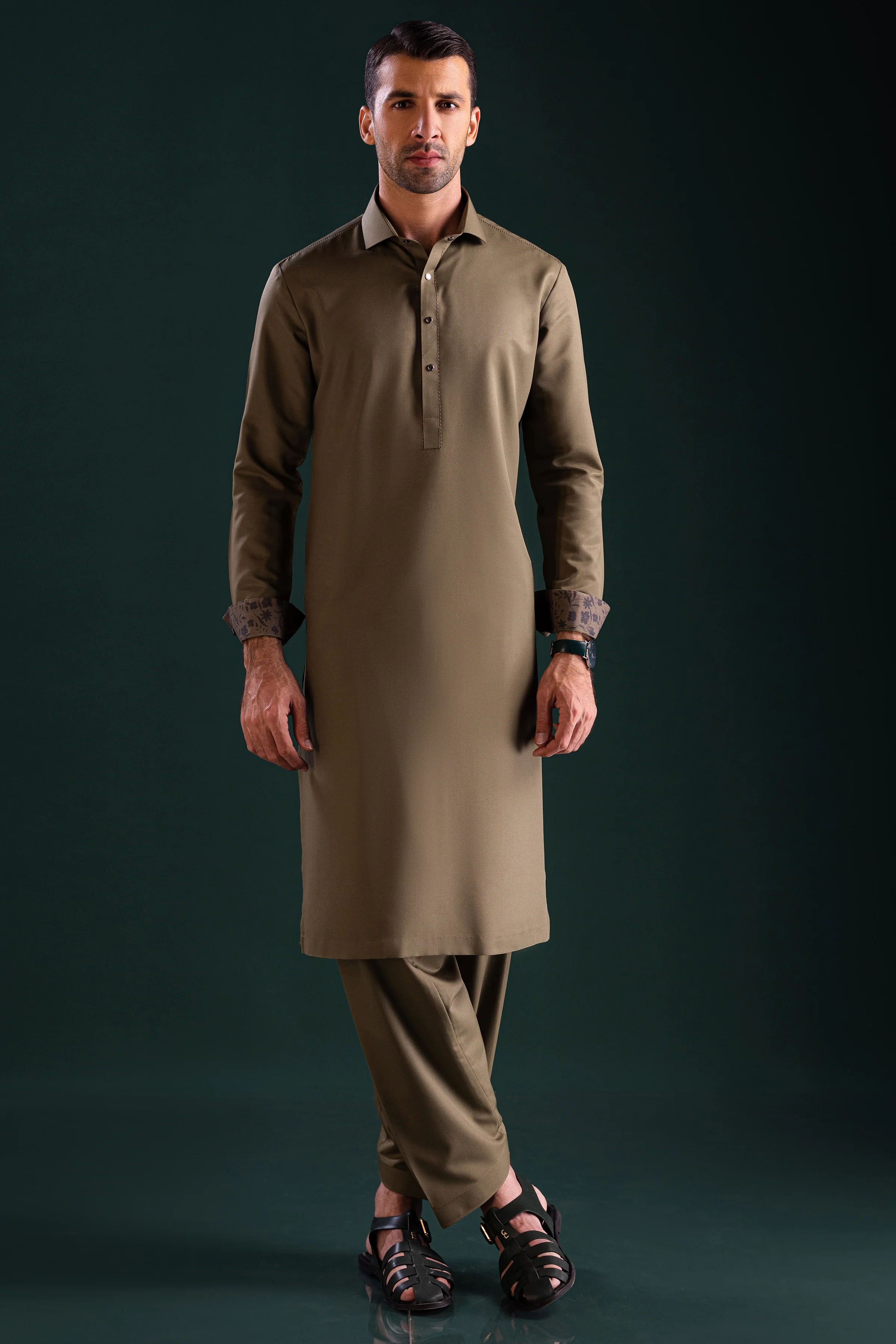 GREEN BLENDED KAMEEZ SHALWAR | CCMKS-S-39442-B3-WUHAN