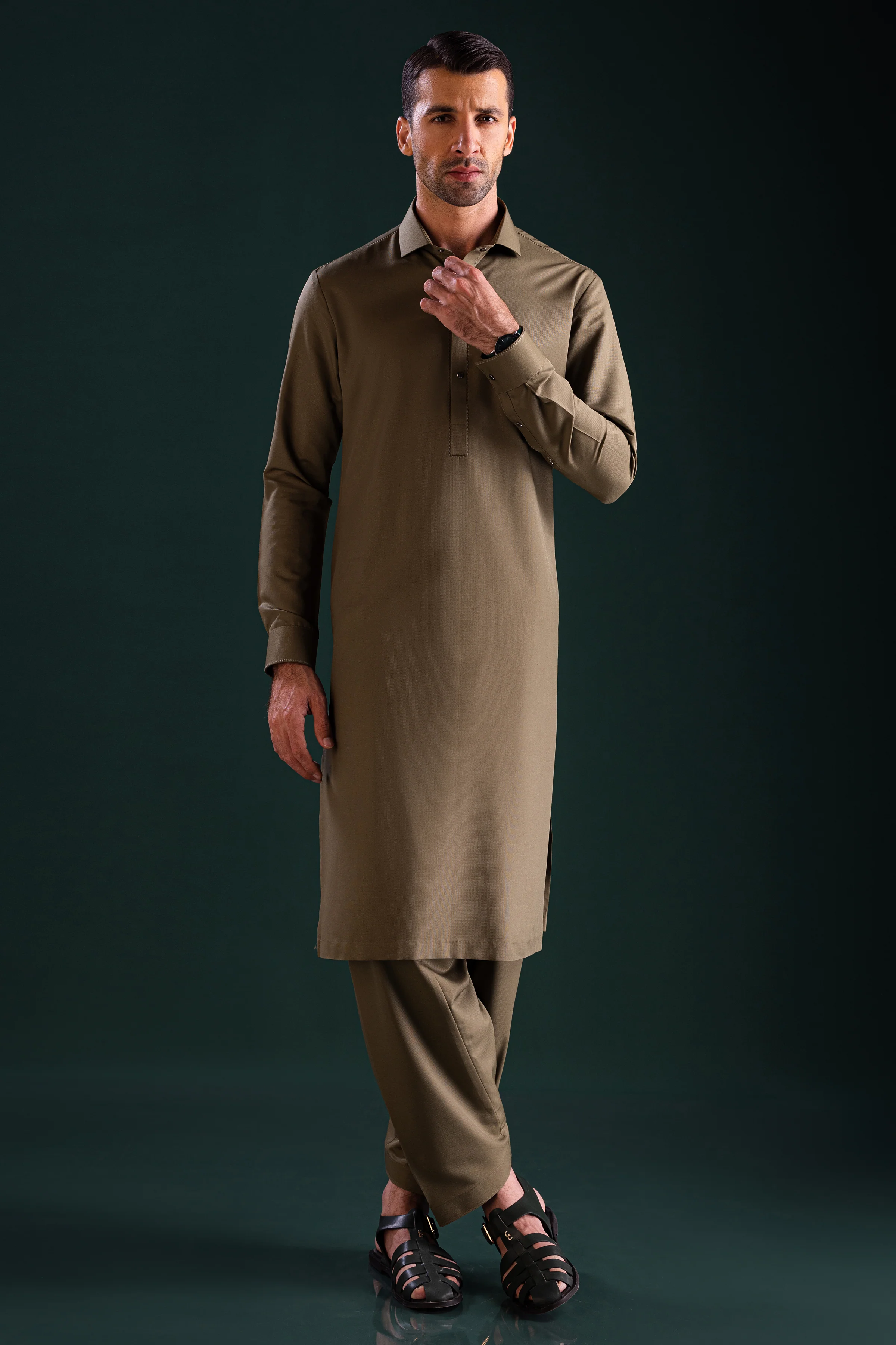 GREEN BLENDED KAMEEZ SHALWAR | CCMKS-S-39442-B3-WUHAN - Image 5