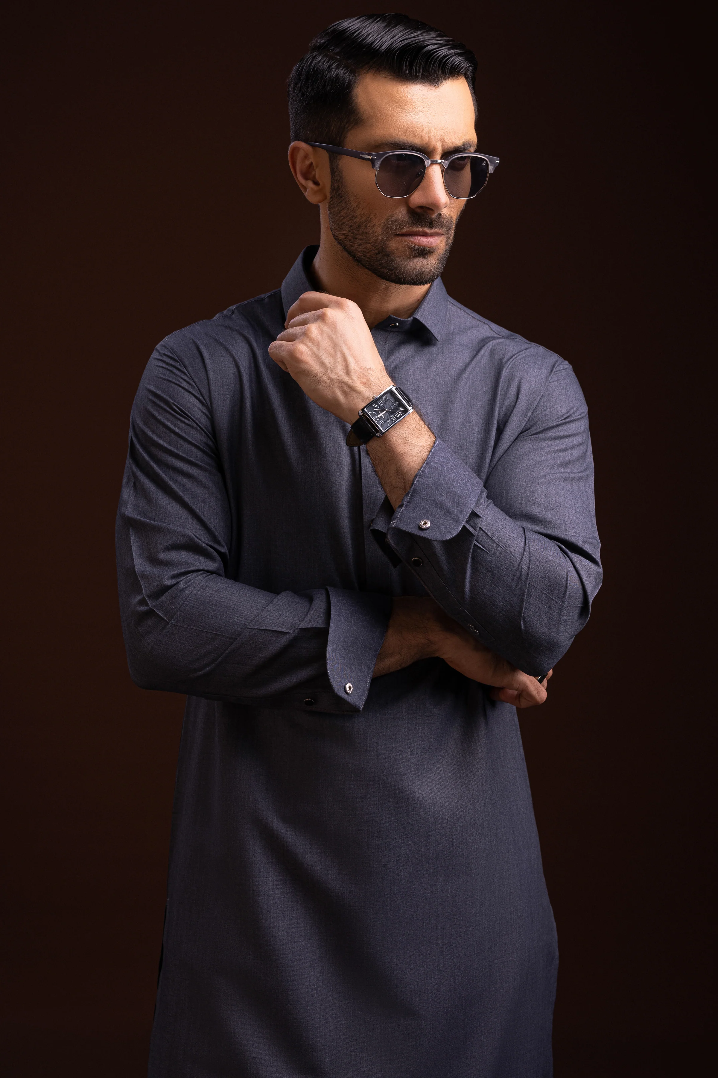 GREY BLENDED KAMEEZ SHALWAR | CCMKS-S-39462-A1 - Image 2