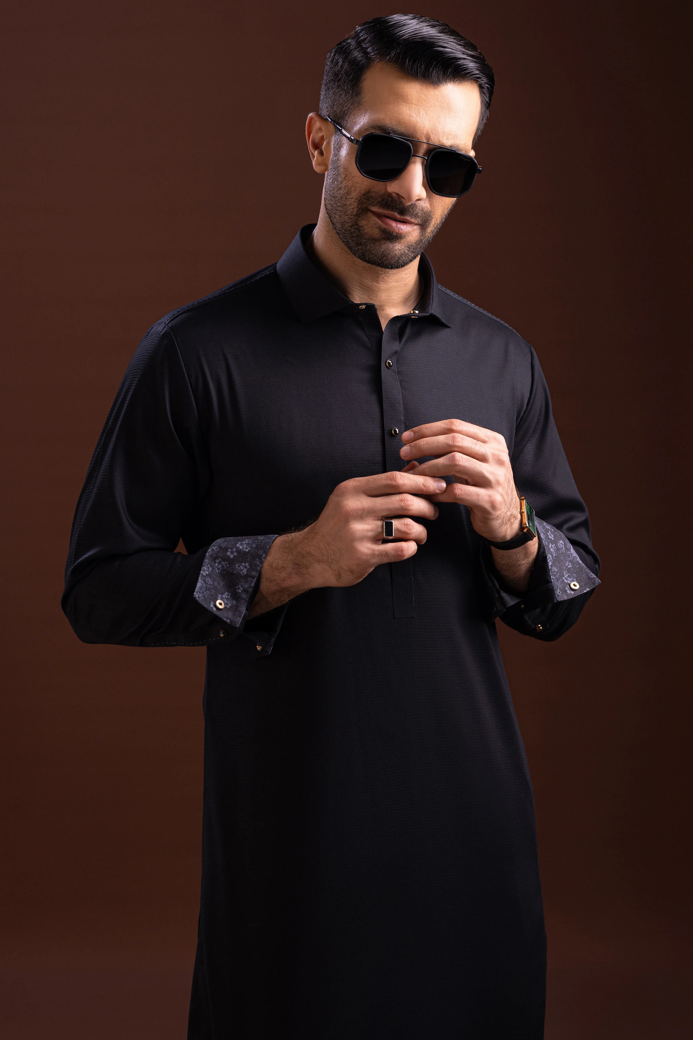 BLACK COTTON KAMEEZ SHALWAR | CCMKS-S-39485-A2 - Image 2