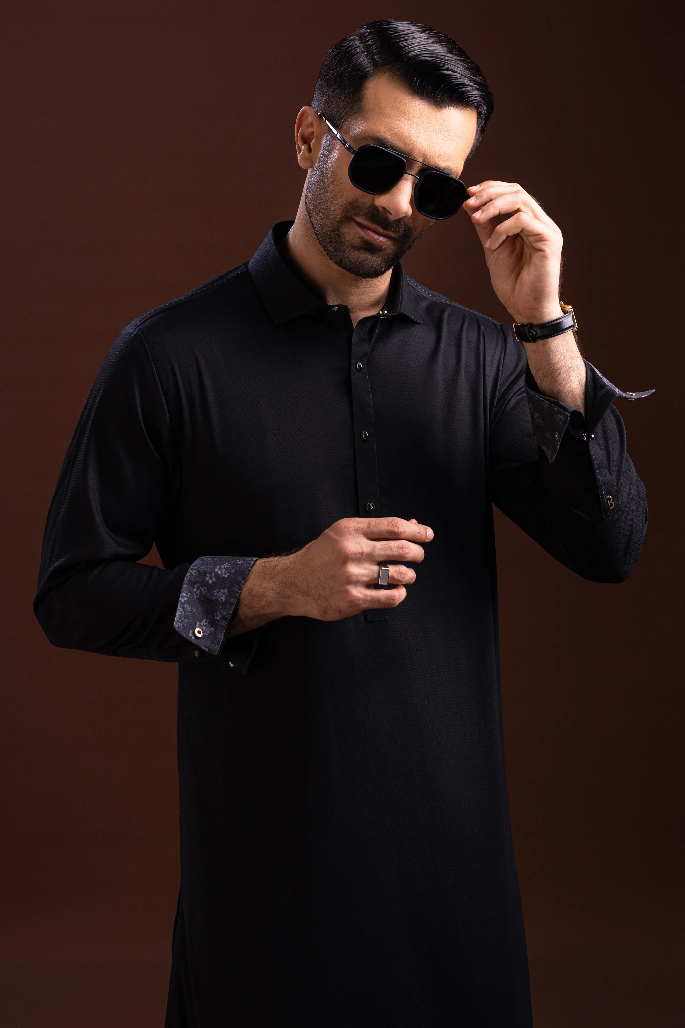 BLACK COTTON KAMEEZ SHALWAR | CCMKS-S-39485-A2 - Image 3