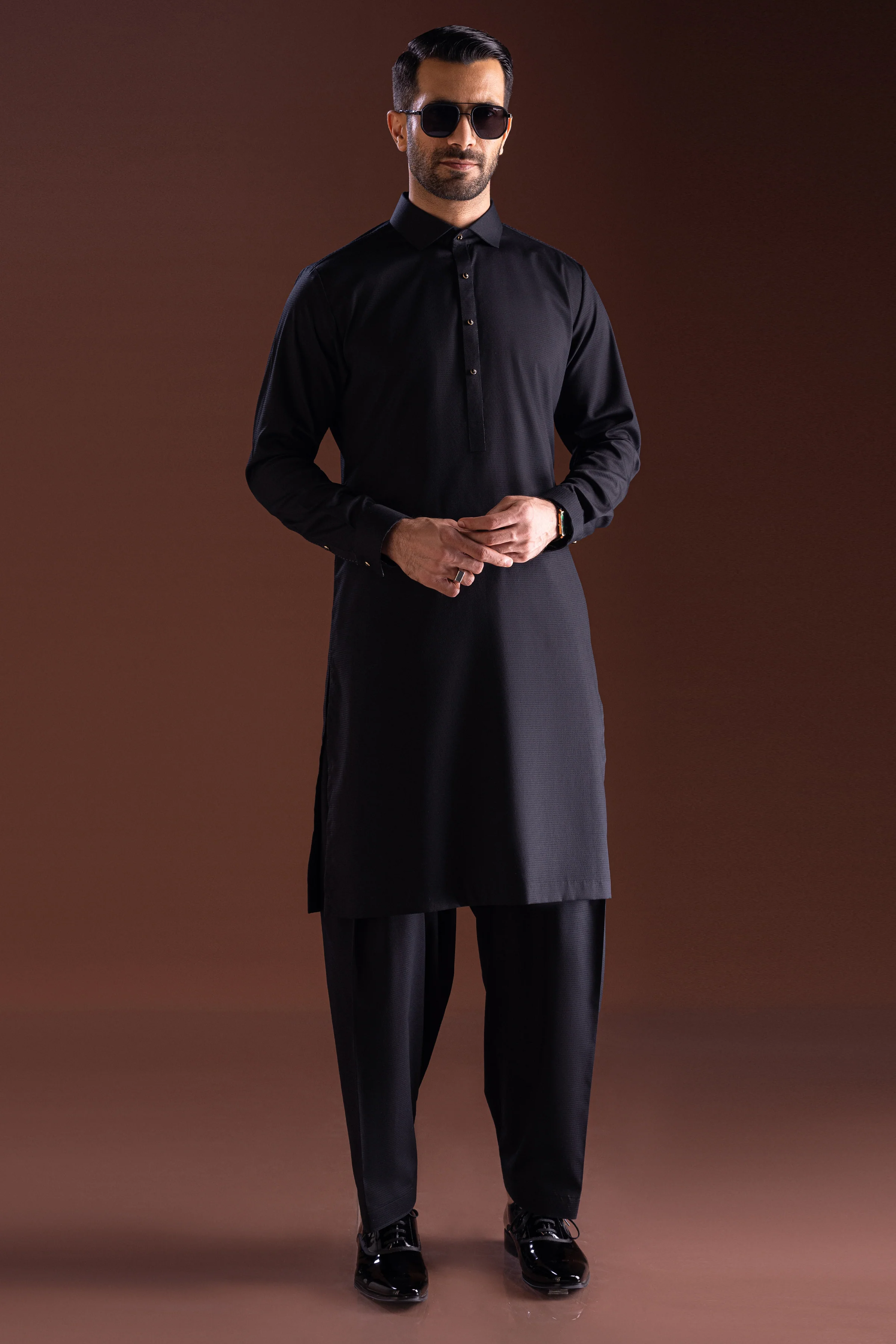 BLACK COTTON KAMEEZ SHALWAR | CCMKS-S-39485-A2 - Image 4