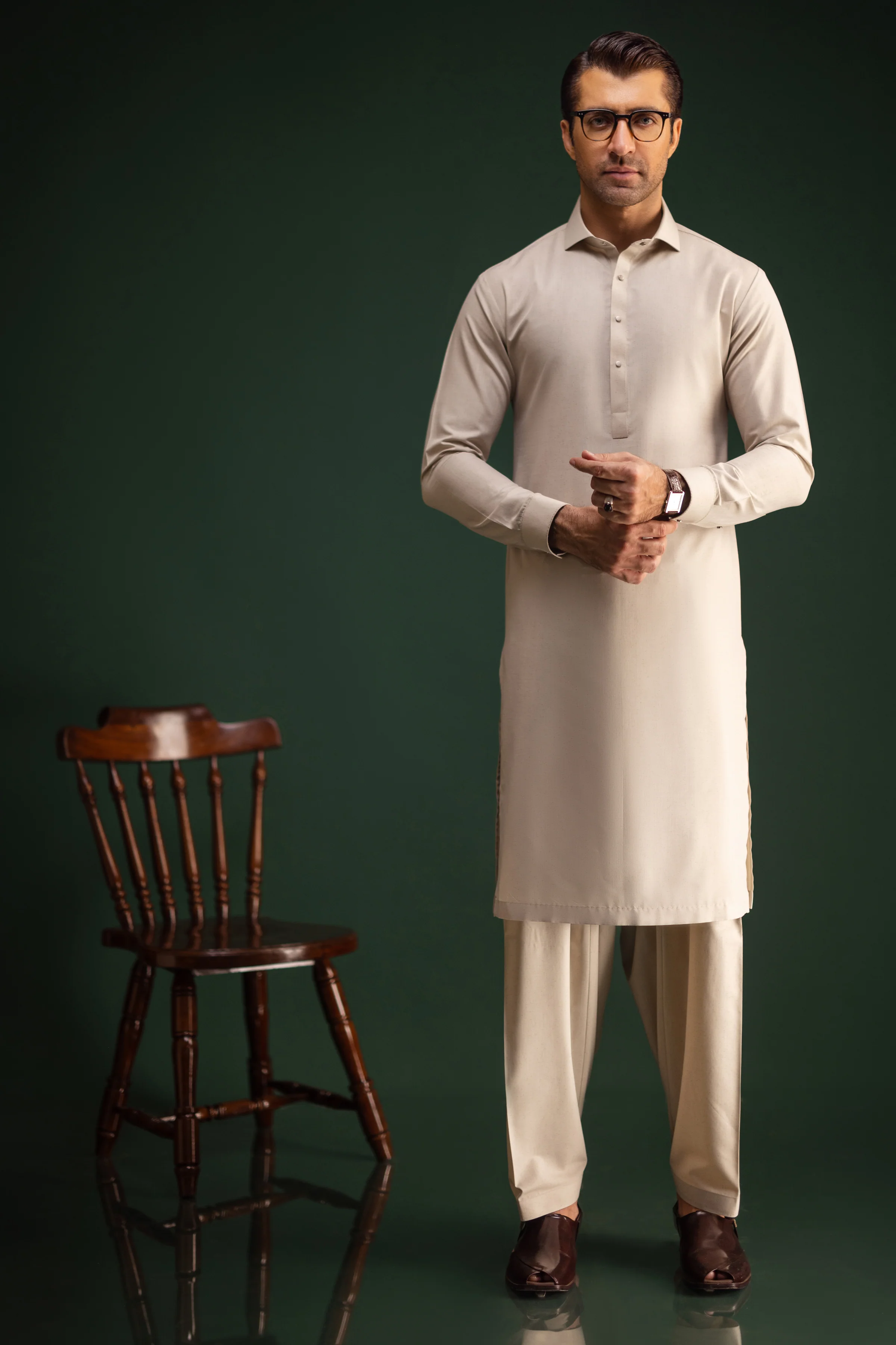 GREY BLENDED KAMEEZ SHALWAR | CCMKS-S-39491-C3 - Image 4