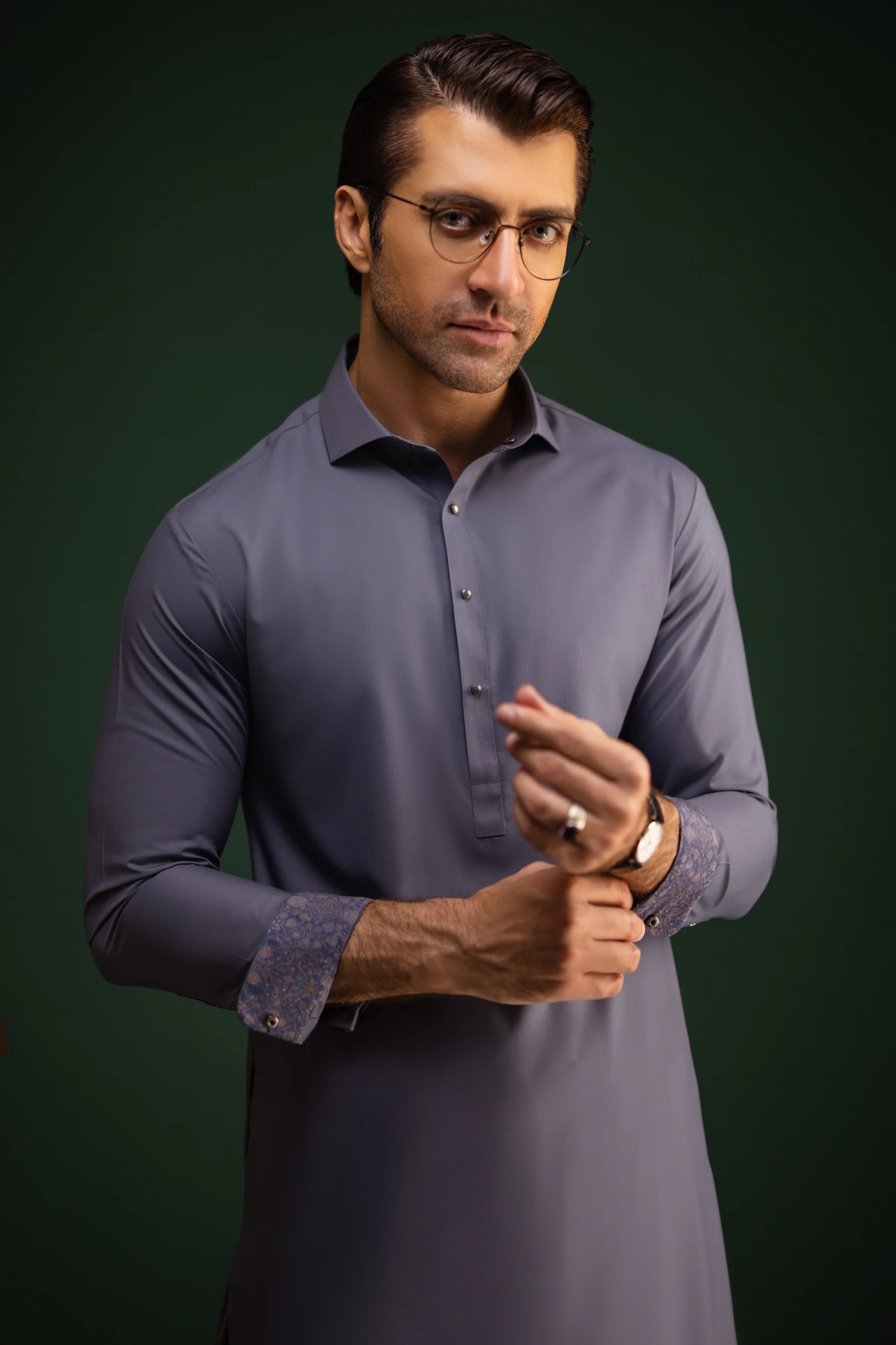 GREY BLENDED KAMEEZ SHALWAR | CCMKS-S-39504-D5 - Image 2