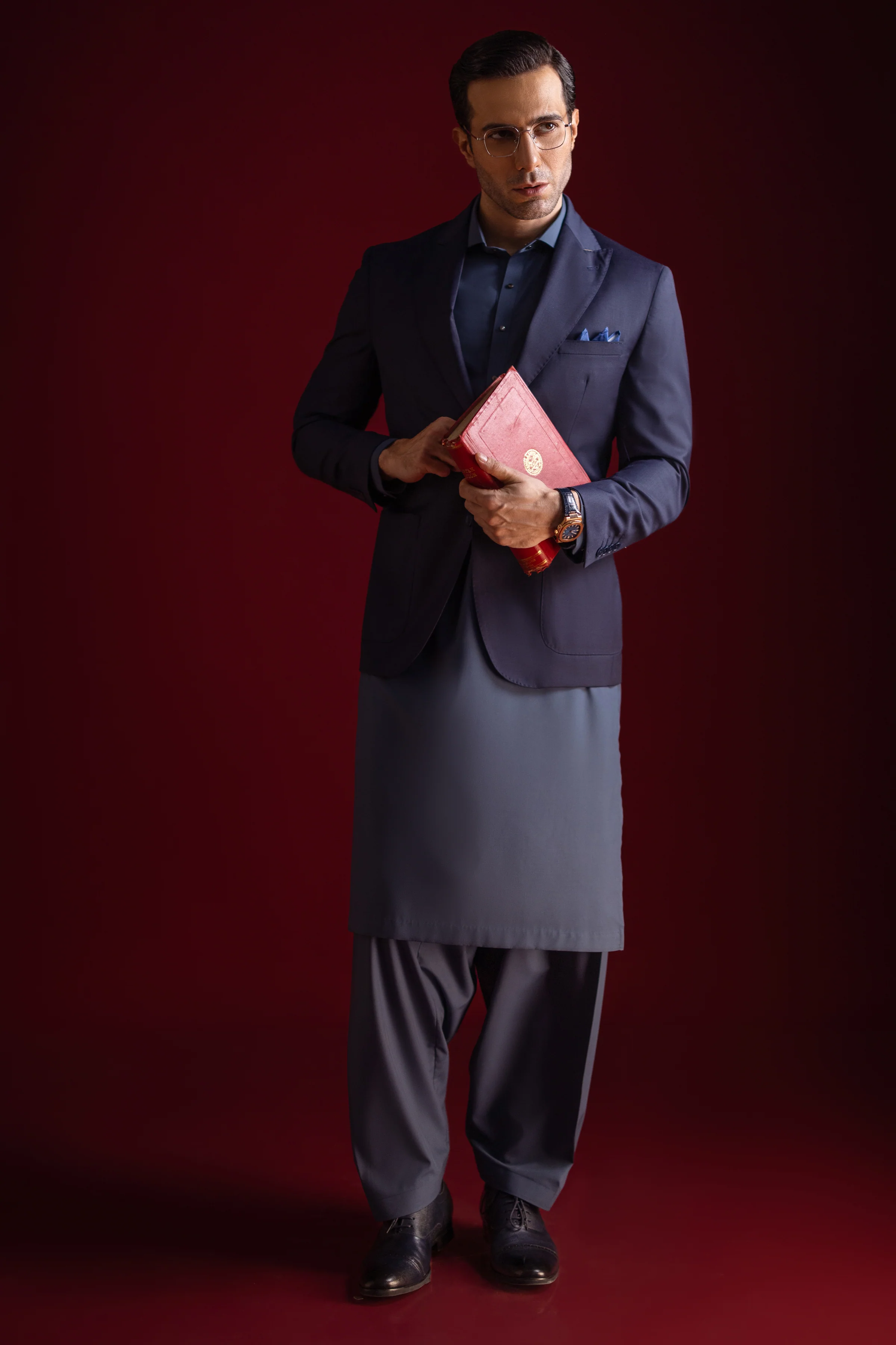 BLUE BLENDED KAMEEZ SHALWAR | CCMKS-S-39504-E5 - Image 3