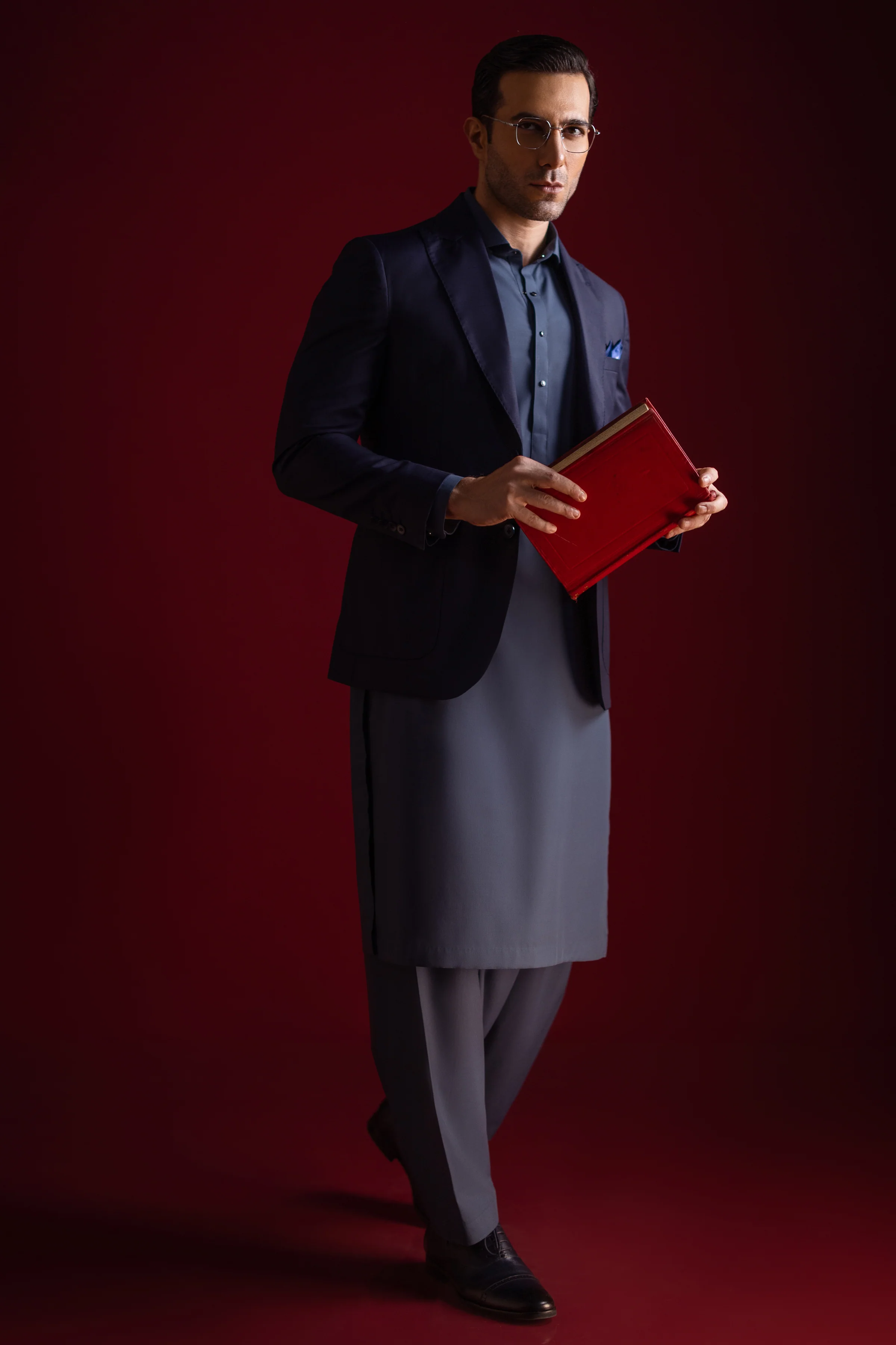 BLUE BLENDED KAMEEZ SHALWAR | CCMKS-S-39504-E5 - Image 4