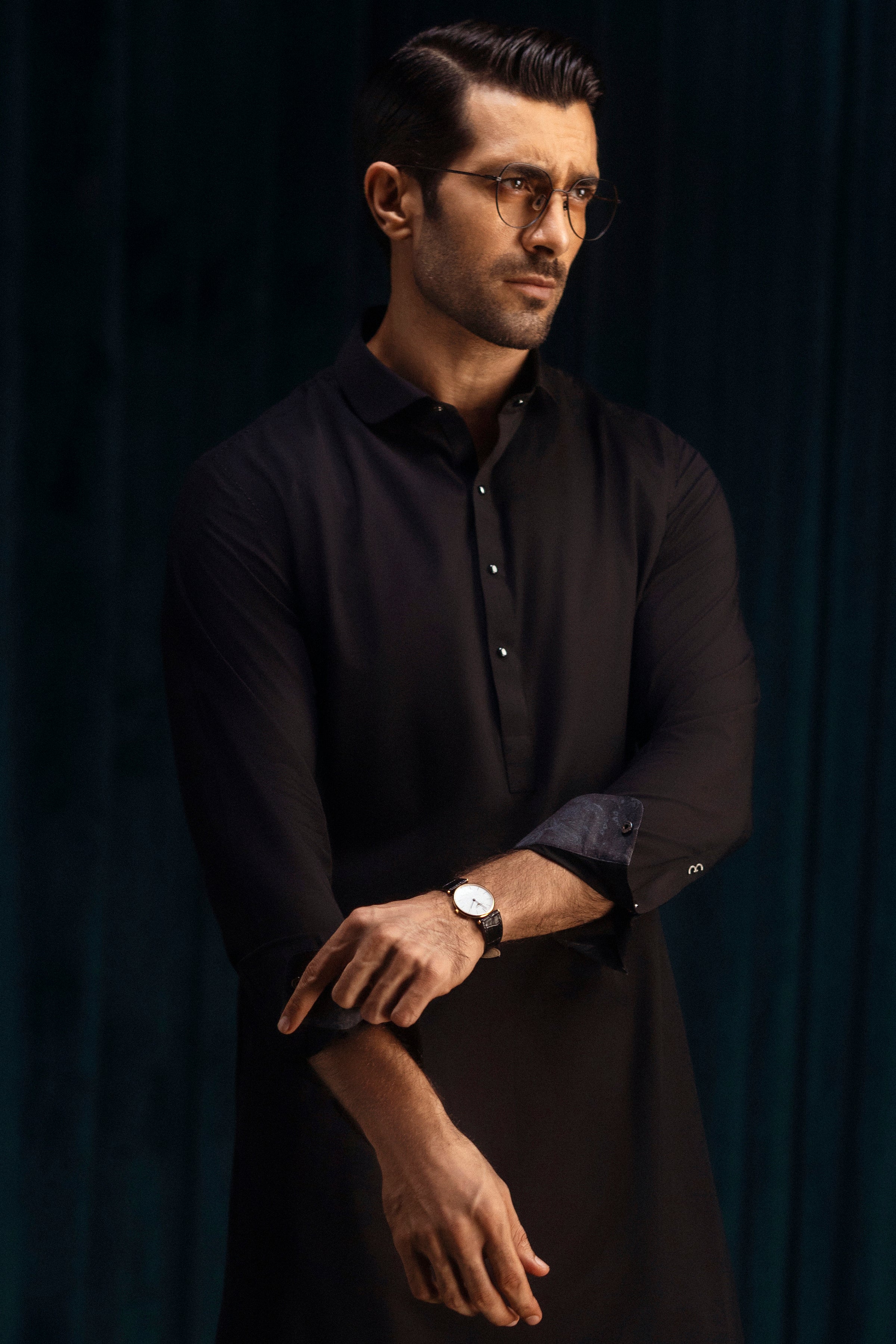 BLACK BLENDED KAMEEZ SHALWAR | CCMKS-S-39522-A6 - Image 2