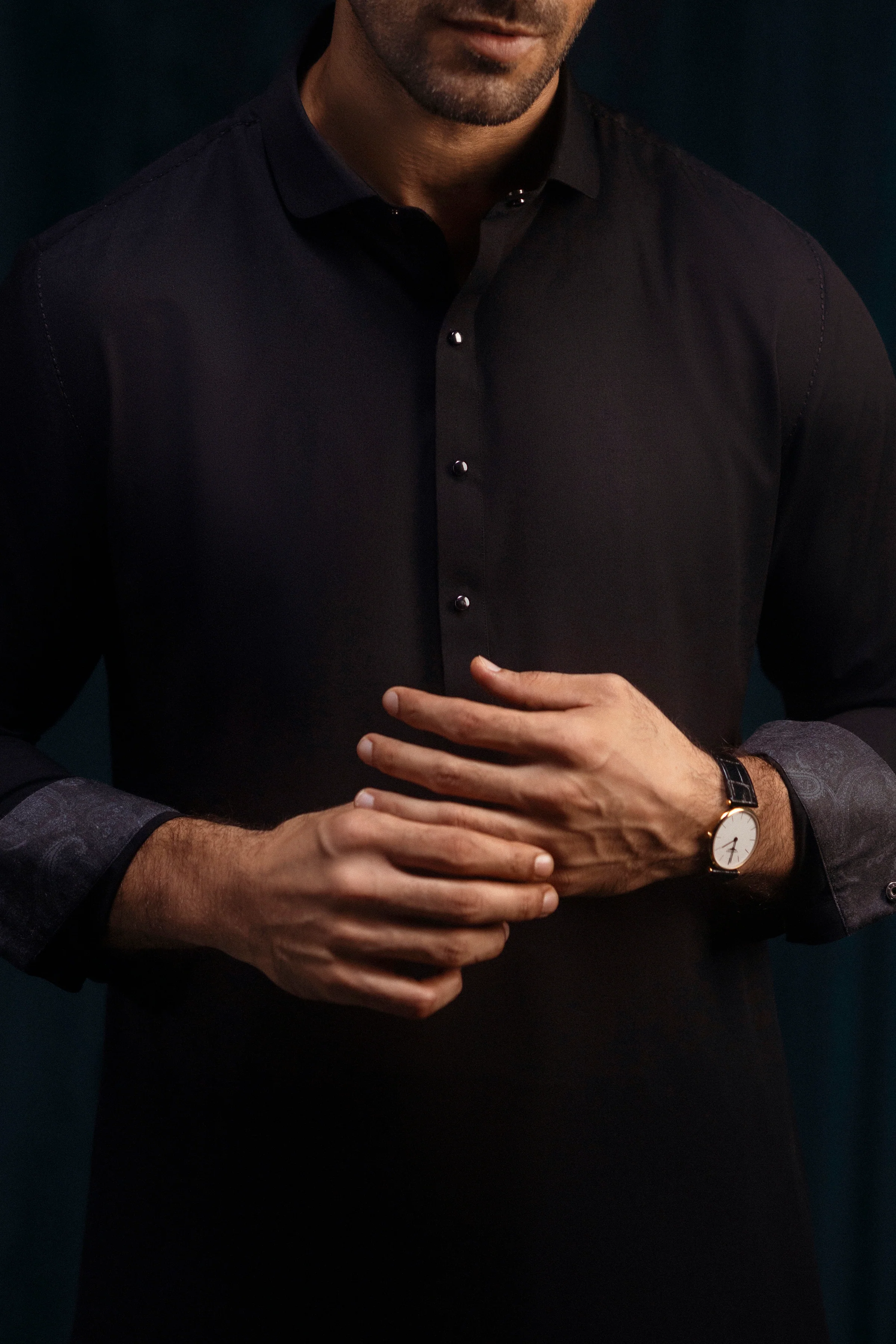 BLACK BLENDED KAMEEZ SHALWAR | CCMKS-S-39522-A6 - Image 3