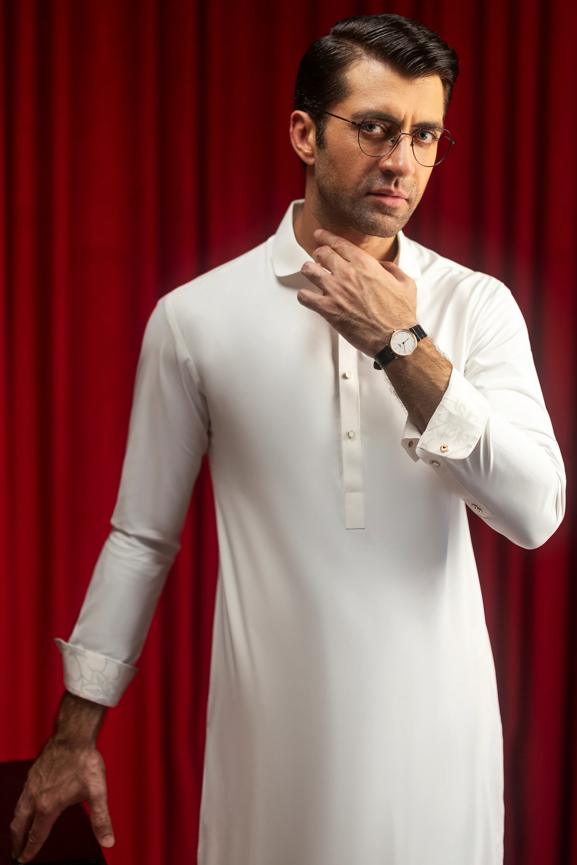 WHITE BLENDED KAMEEZ SHALWAR | CCMKS-S-39524-B2 - Image 5