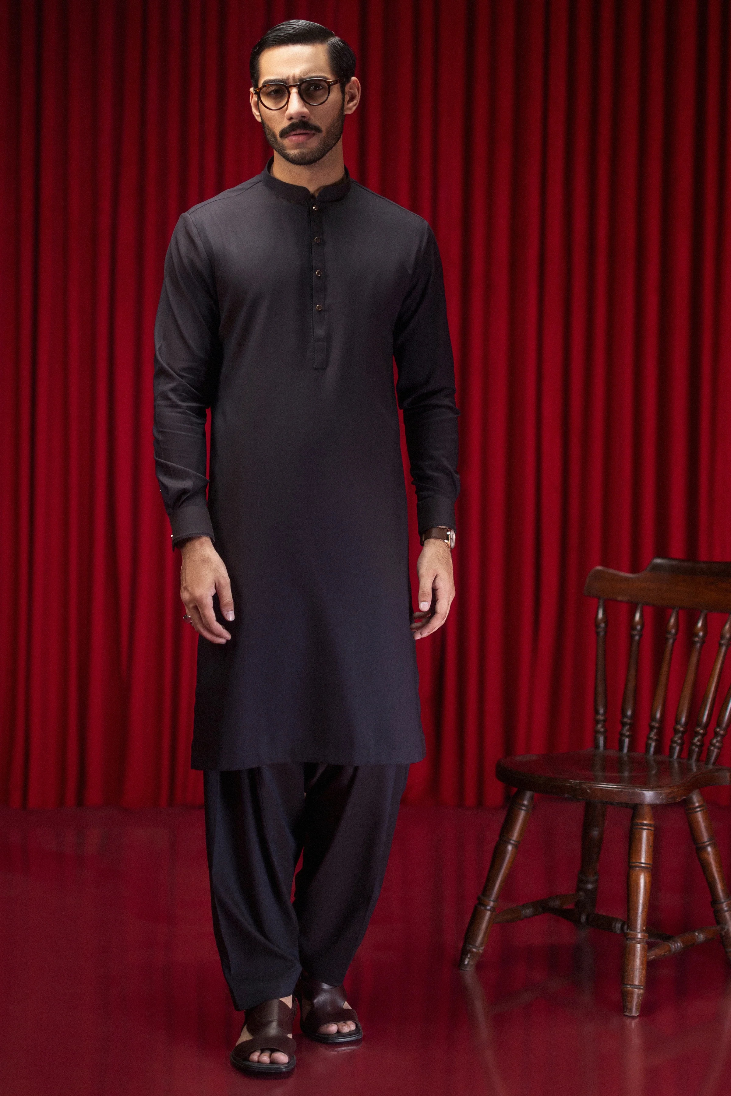 DEEP PLUM COTTON KAMEEZ SHALWAR | CCMKS-S-39558-A3 - Image 3