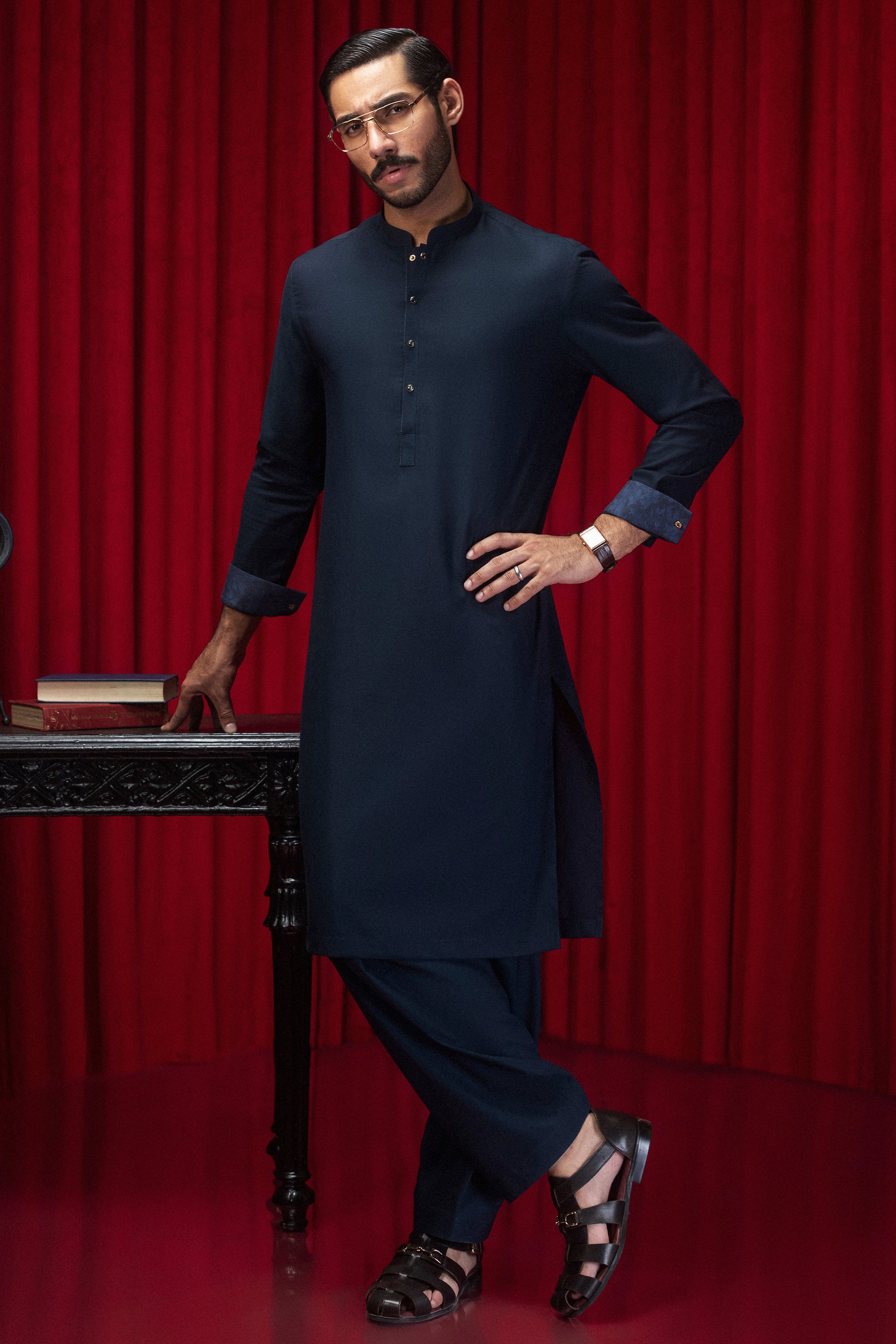TEAL COTTON KAMEEZ SHALWAR | CCMKS-S-39558-B3 - Image 3