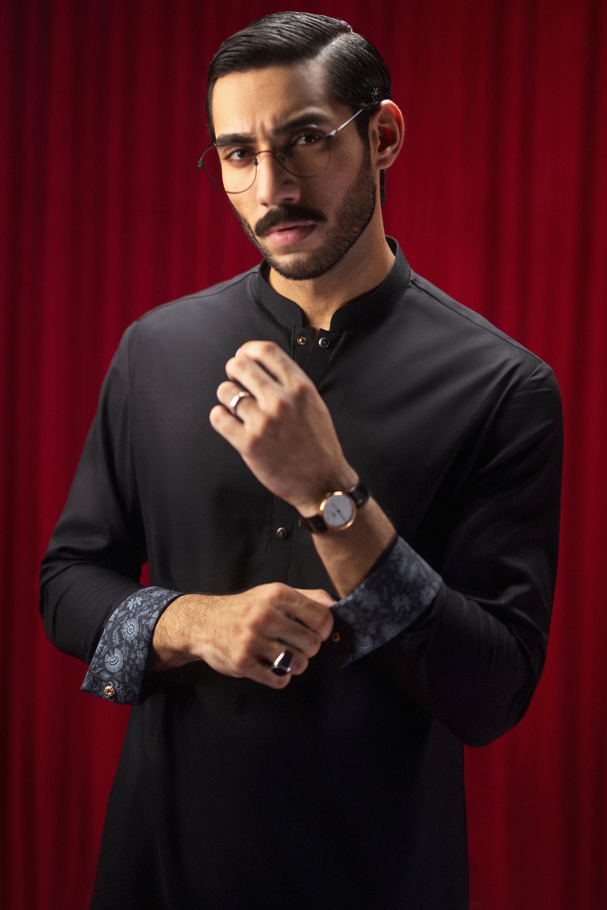 BLACK COTTON KAMEEZ SHALWAR | CCMKS-S-39558-C3 - Image 2