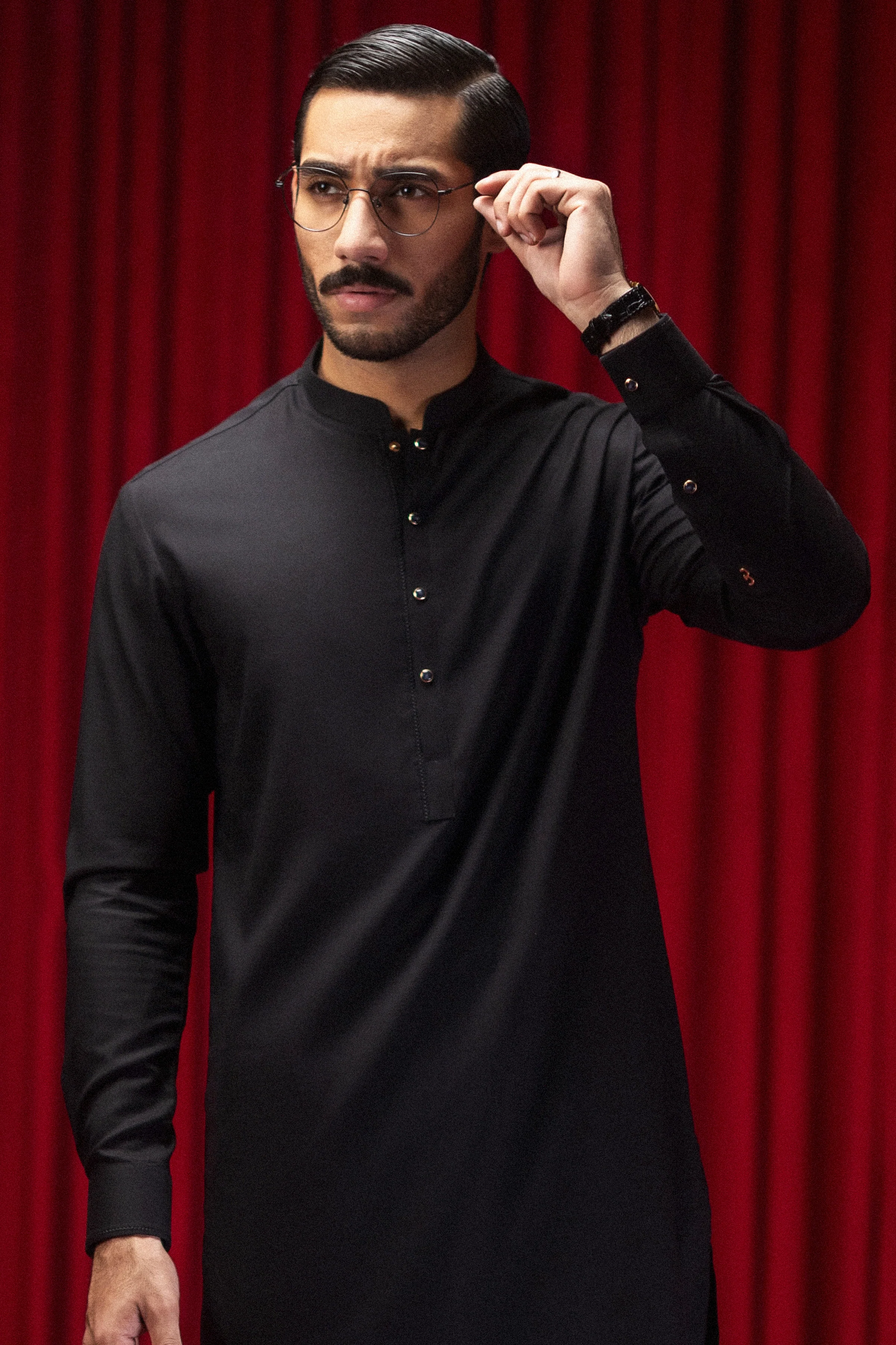 BLACK COTTON KAMEEZ SHALWAR | CCMKS-S-39558-C3 - Image 3