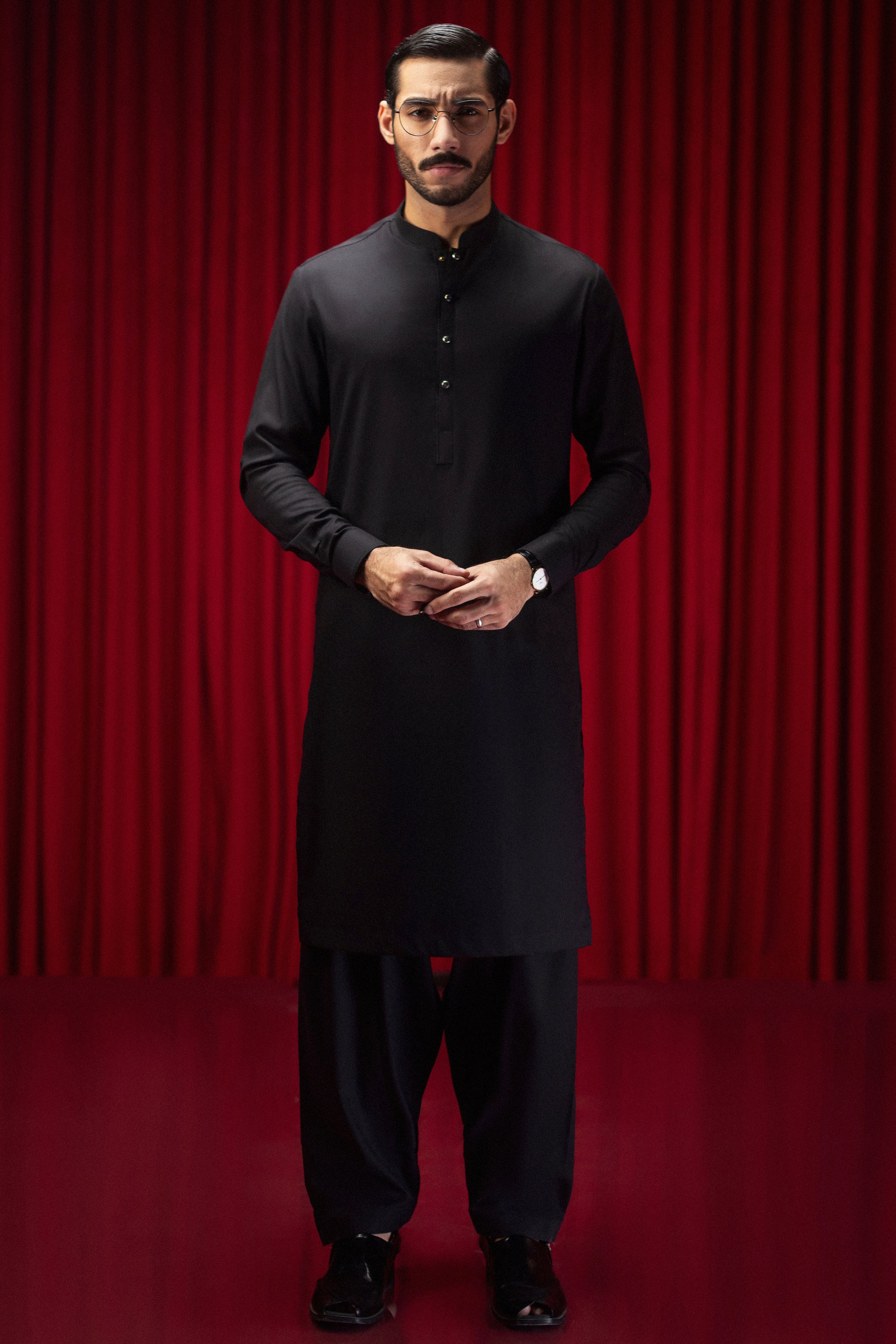 BLACK COTTON KAMEEZ SHALWAR | CCMKS-S-39558-C3 - Image 5