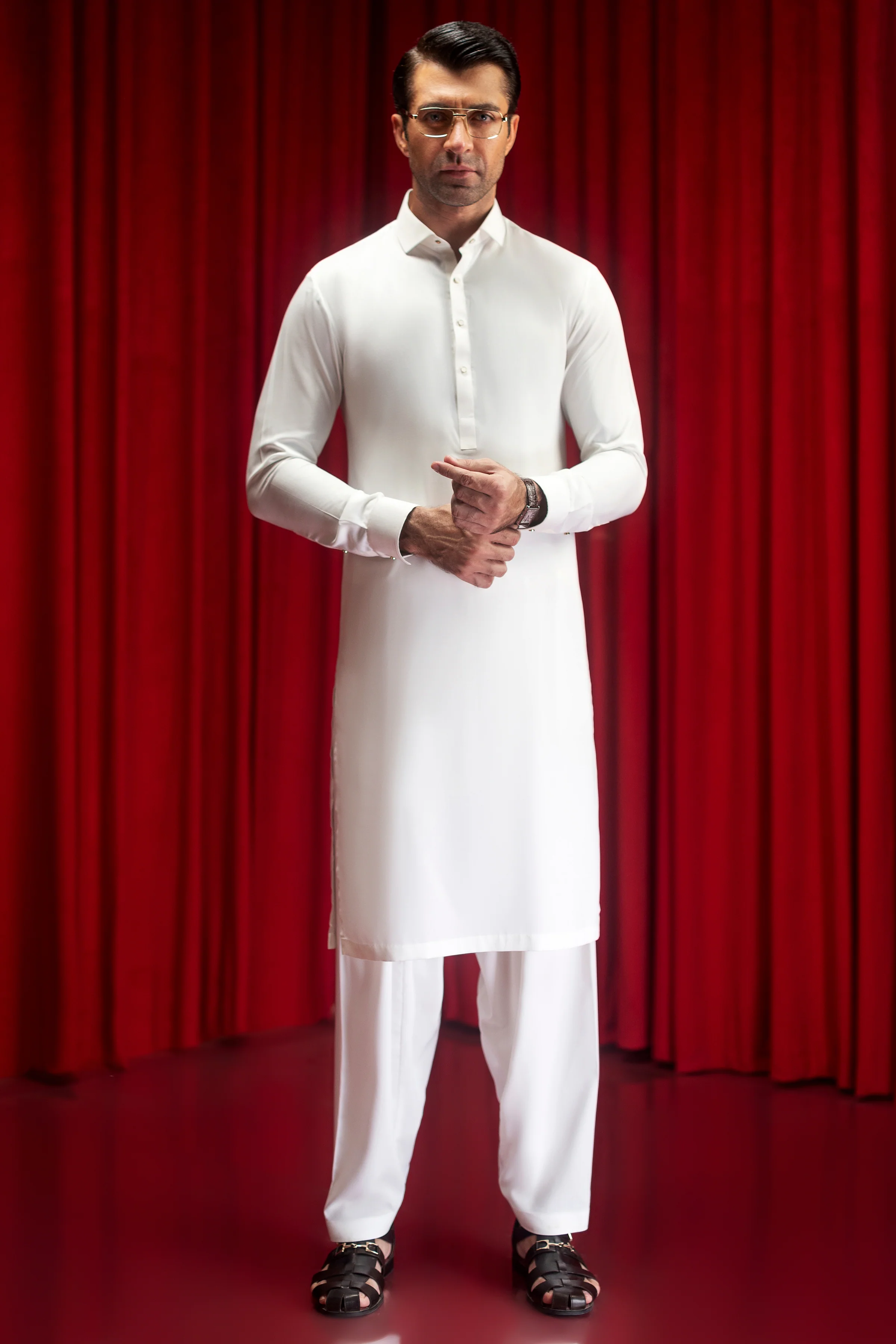 OFF WHITE BLENDED KAMEEZ SHALWAR | CCMKS-S-39560-B3 - Image 4