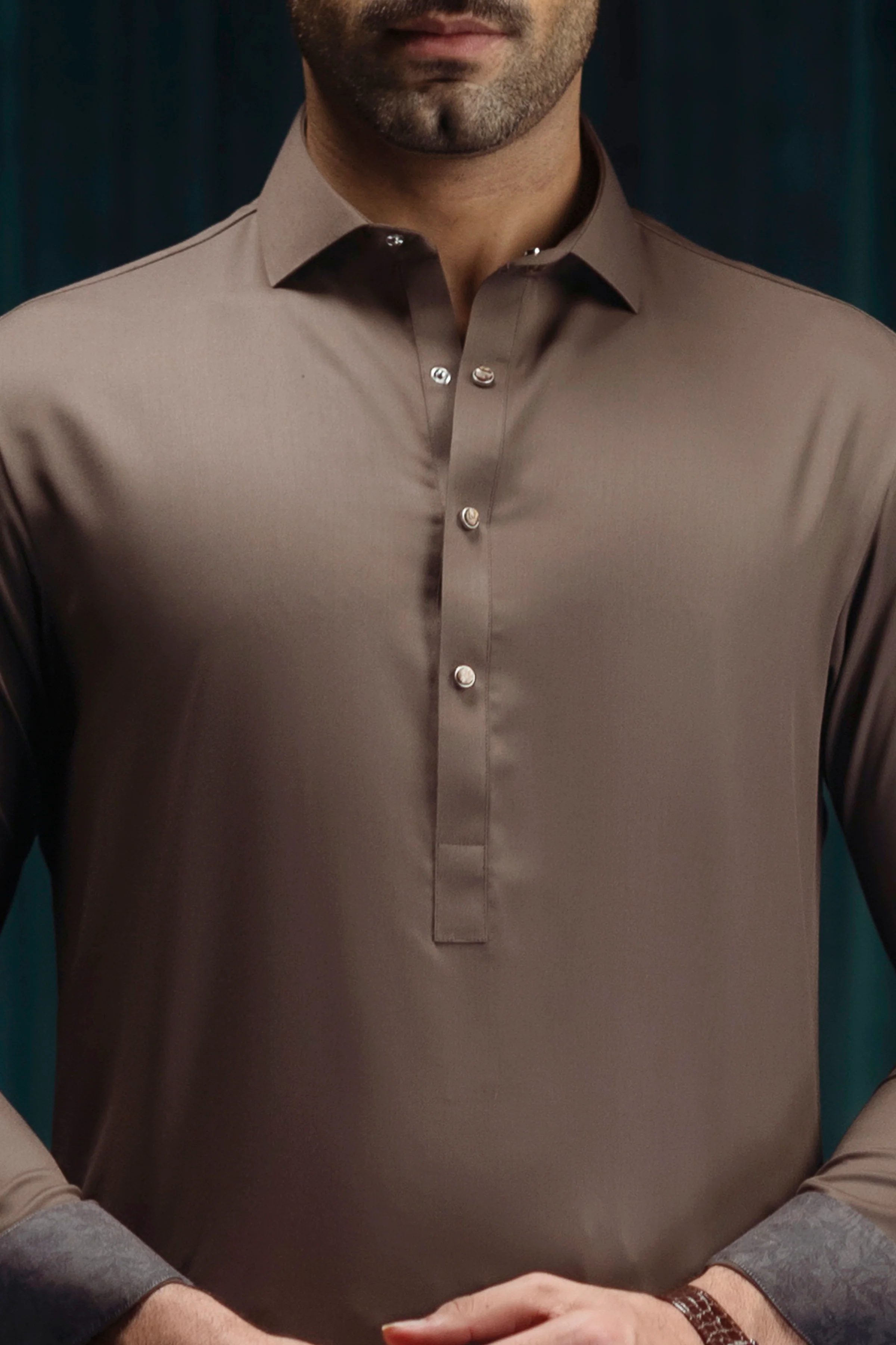 BROWN BLENDED KAMEEZ SHALWAR | CCMKS-S-39560-C3 - Image 3