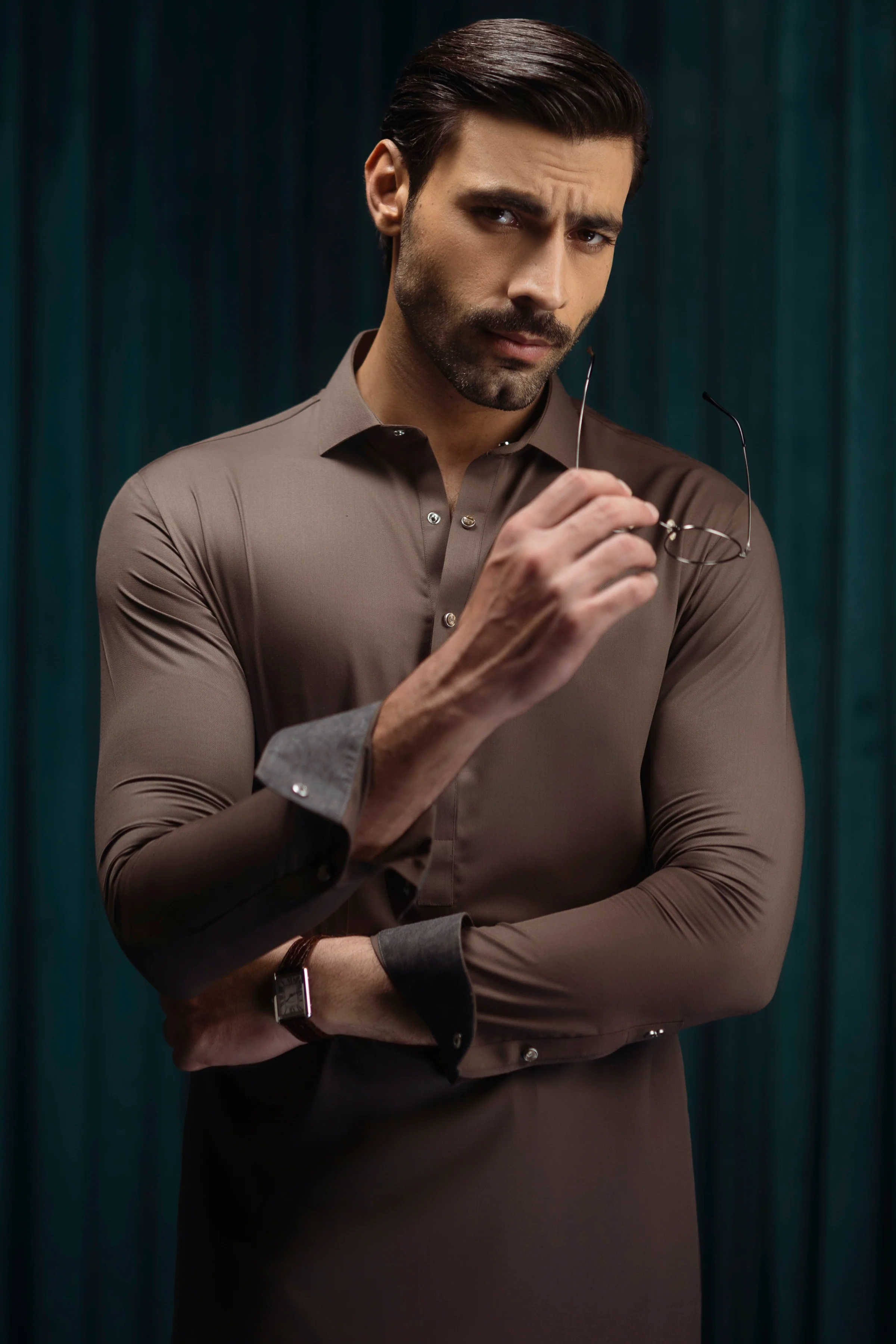BROWN BLENDED KAMEEZ SHALWAR | CCMKS-S-39560-C3 - Image 4